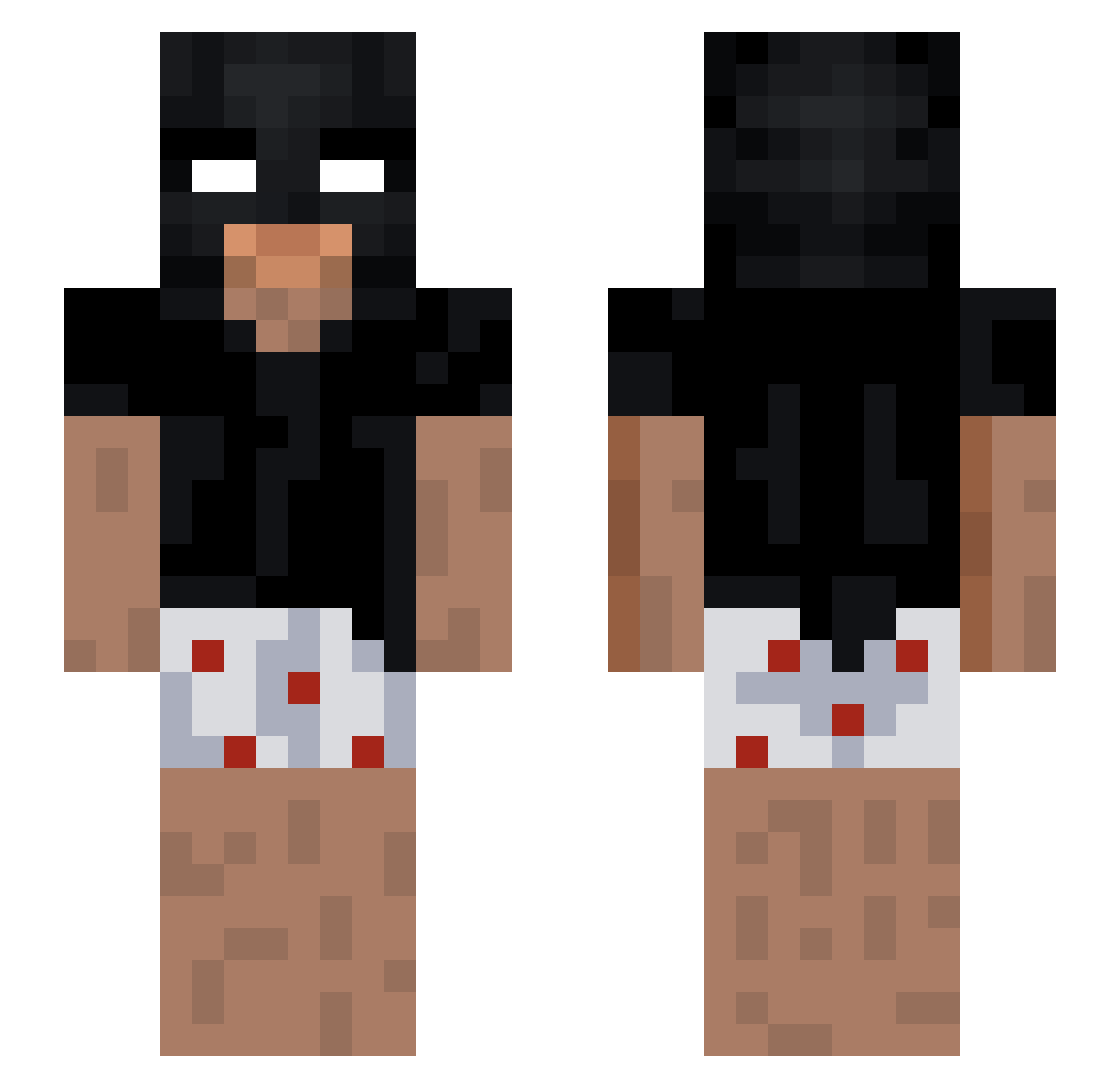 zoolk Minecraft skin, front and back view