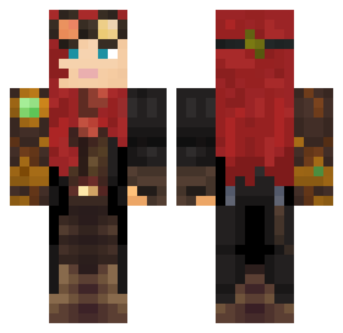 Oxworld Minecraft skin, front and back view