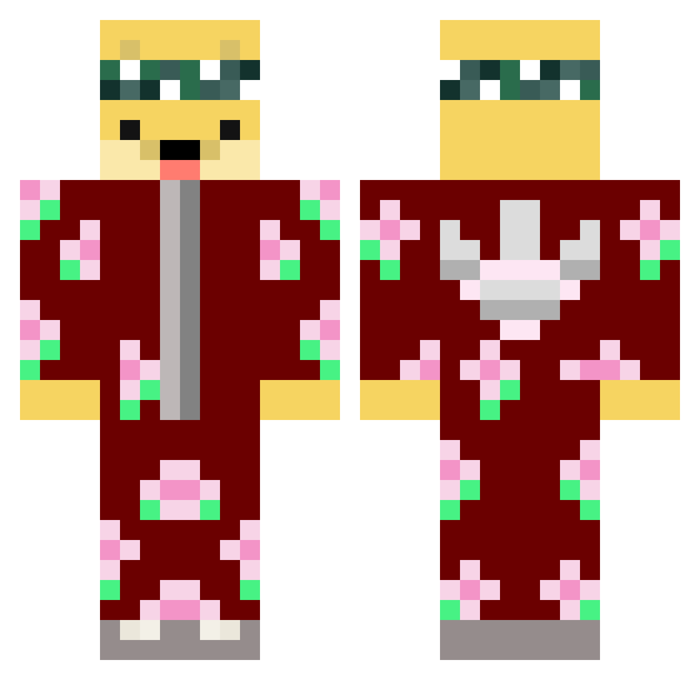 stormylights Minecraft skin, front and back view