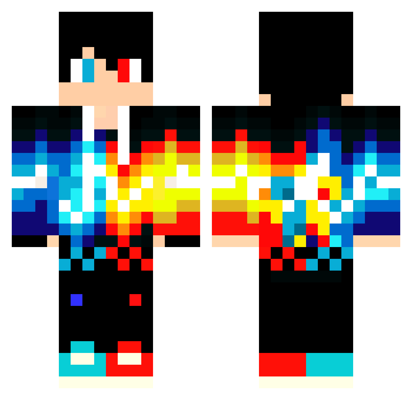 Outroverse Minecraft skin, front and back view