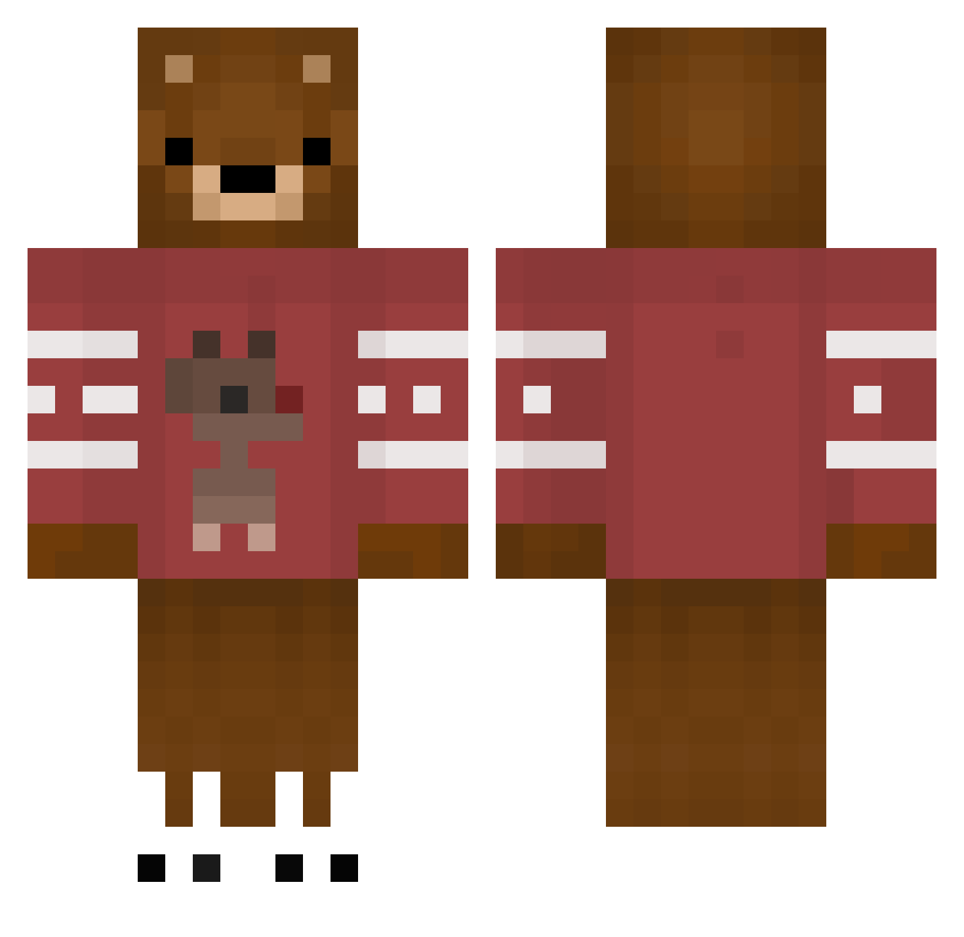 PosyTime Minecraft skin, front and back view