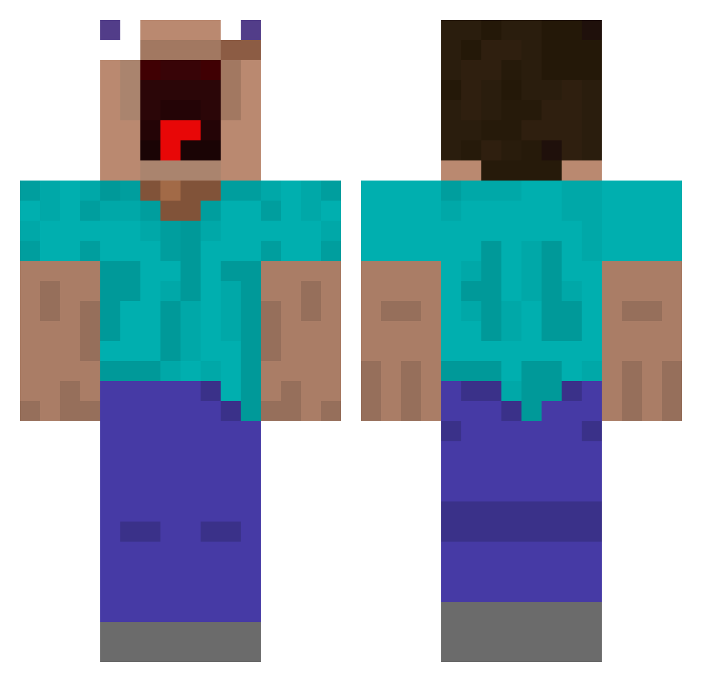 MegaVillager Minecraft skin, front and back view
