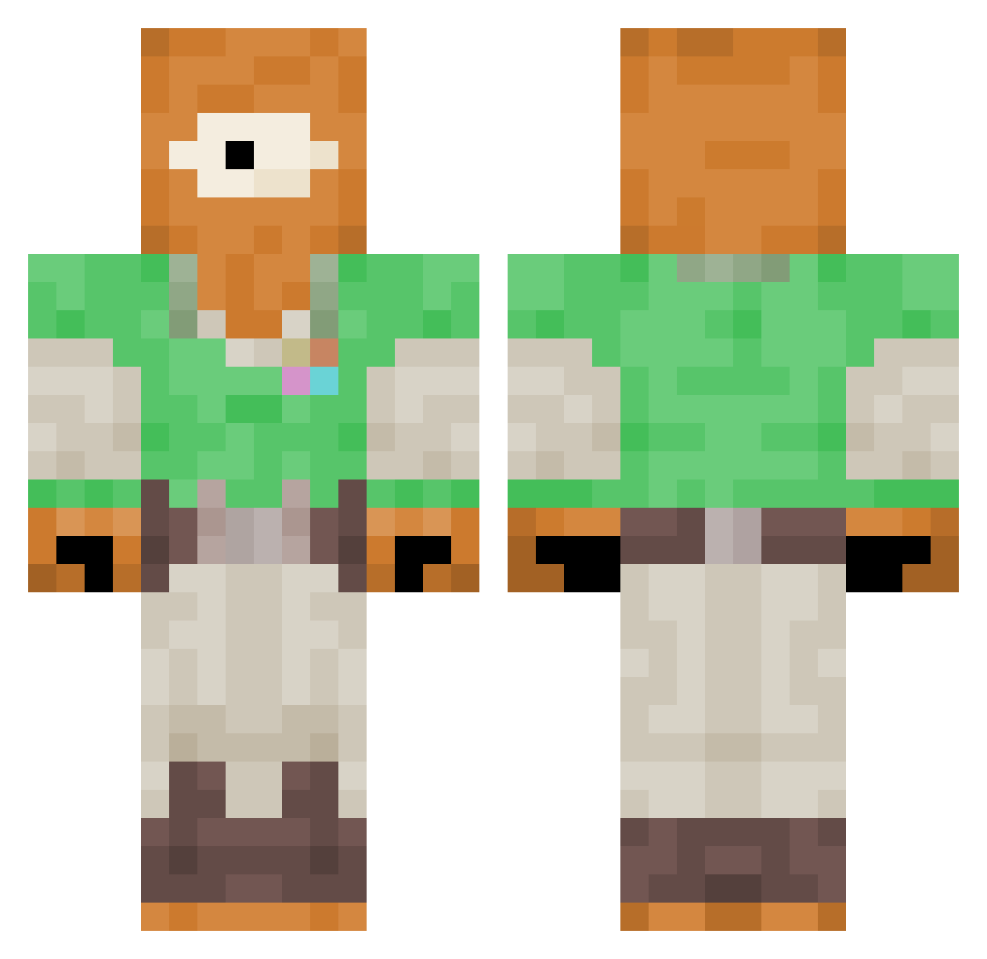jbobshort Minecraft skin, front and back view
