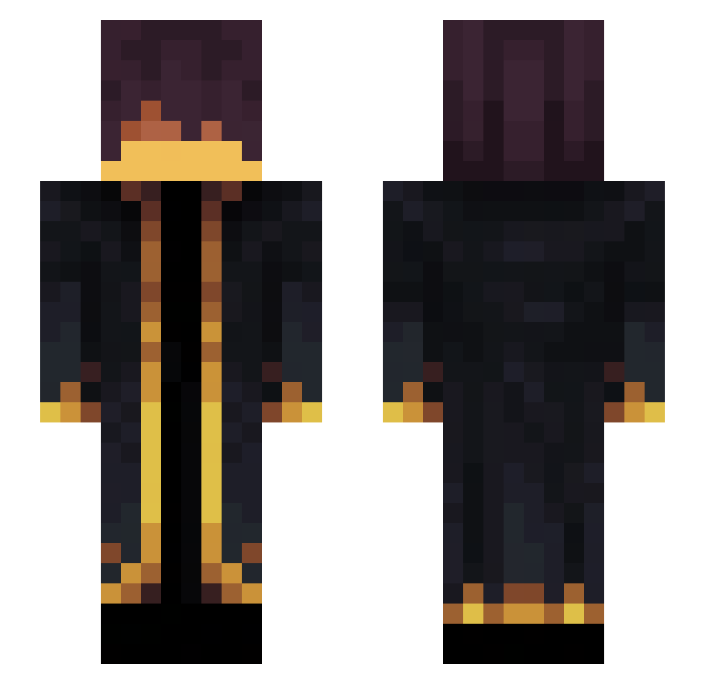 YellowJacketed Minecraft skin, front and back view