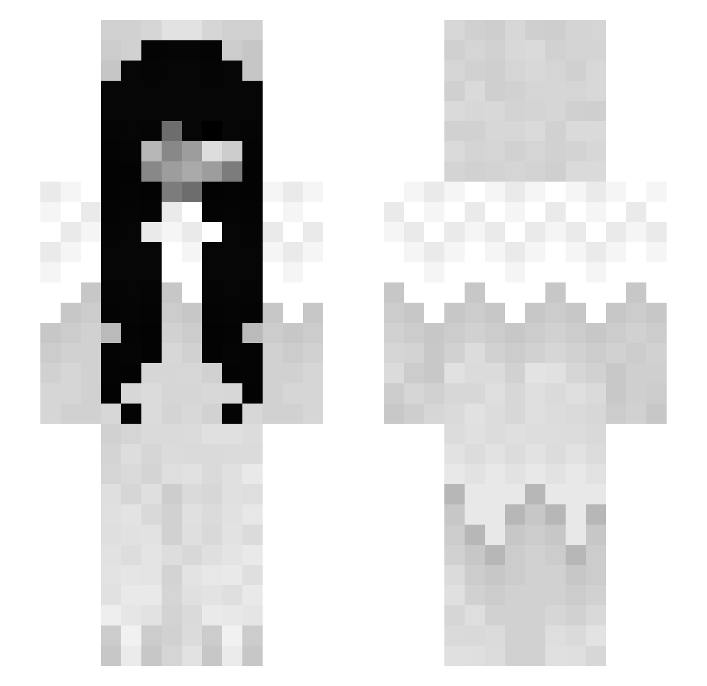 sacude Minecraft skin, front and back view