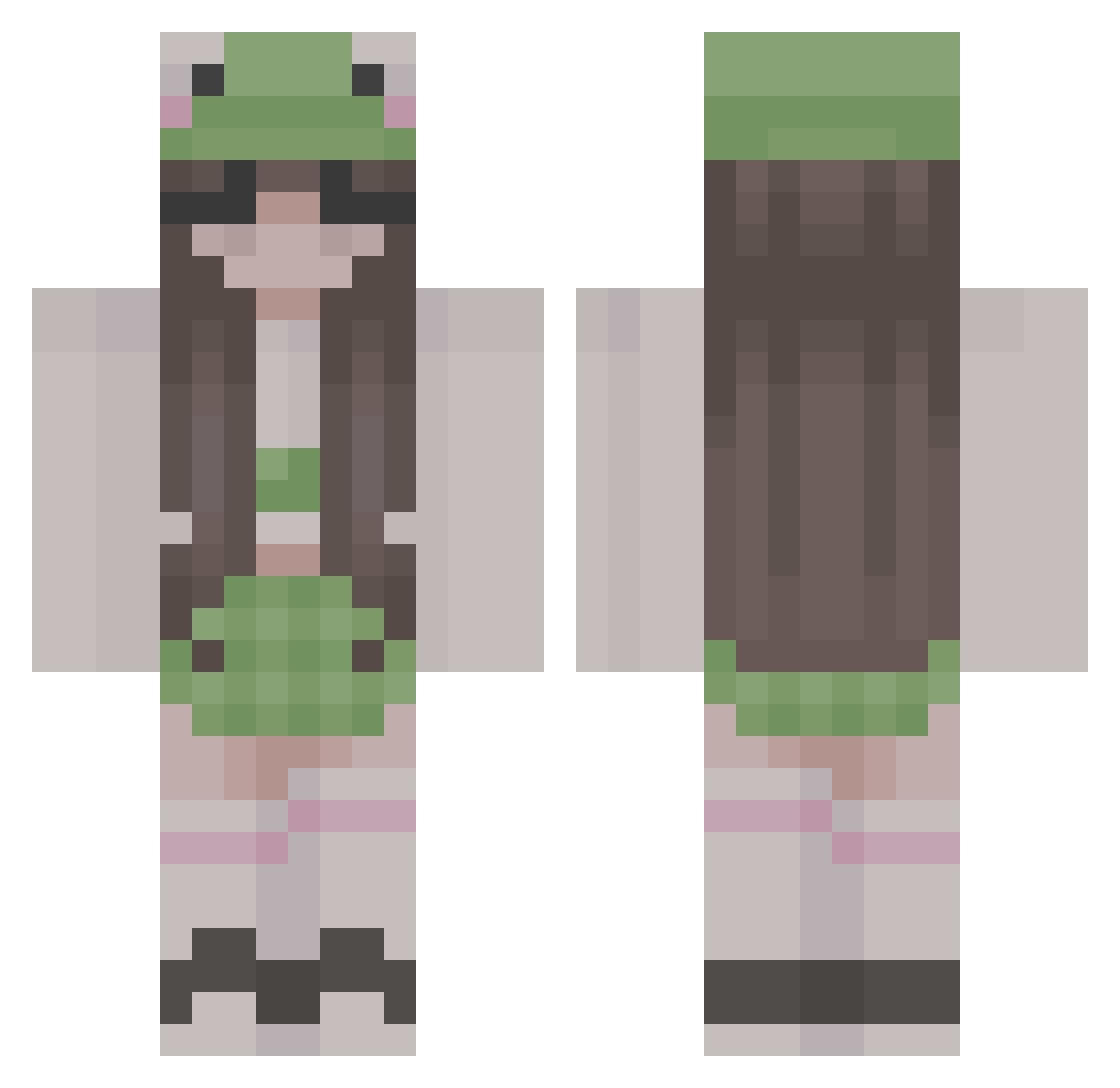 paulete Minecraft skin, front and back view