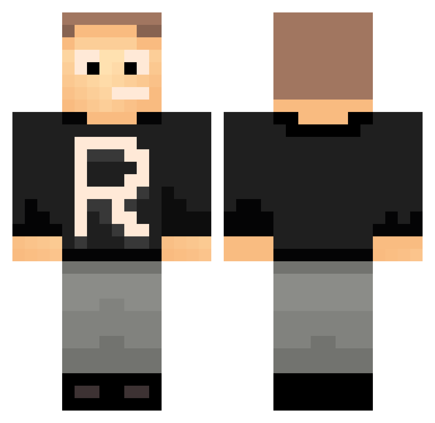 renovate Minecraft skin, front and back view