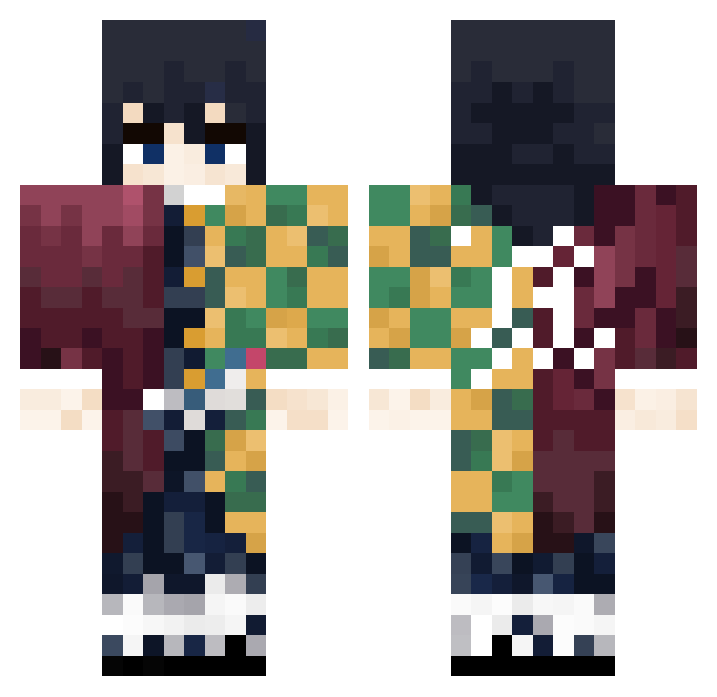 Hattor_Hanma Minecraft skin, front and back view