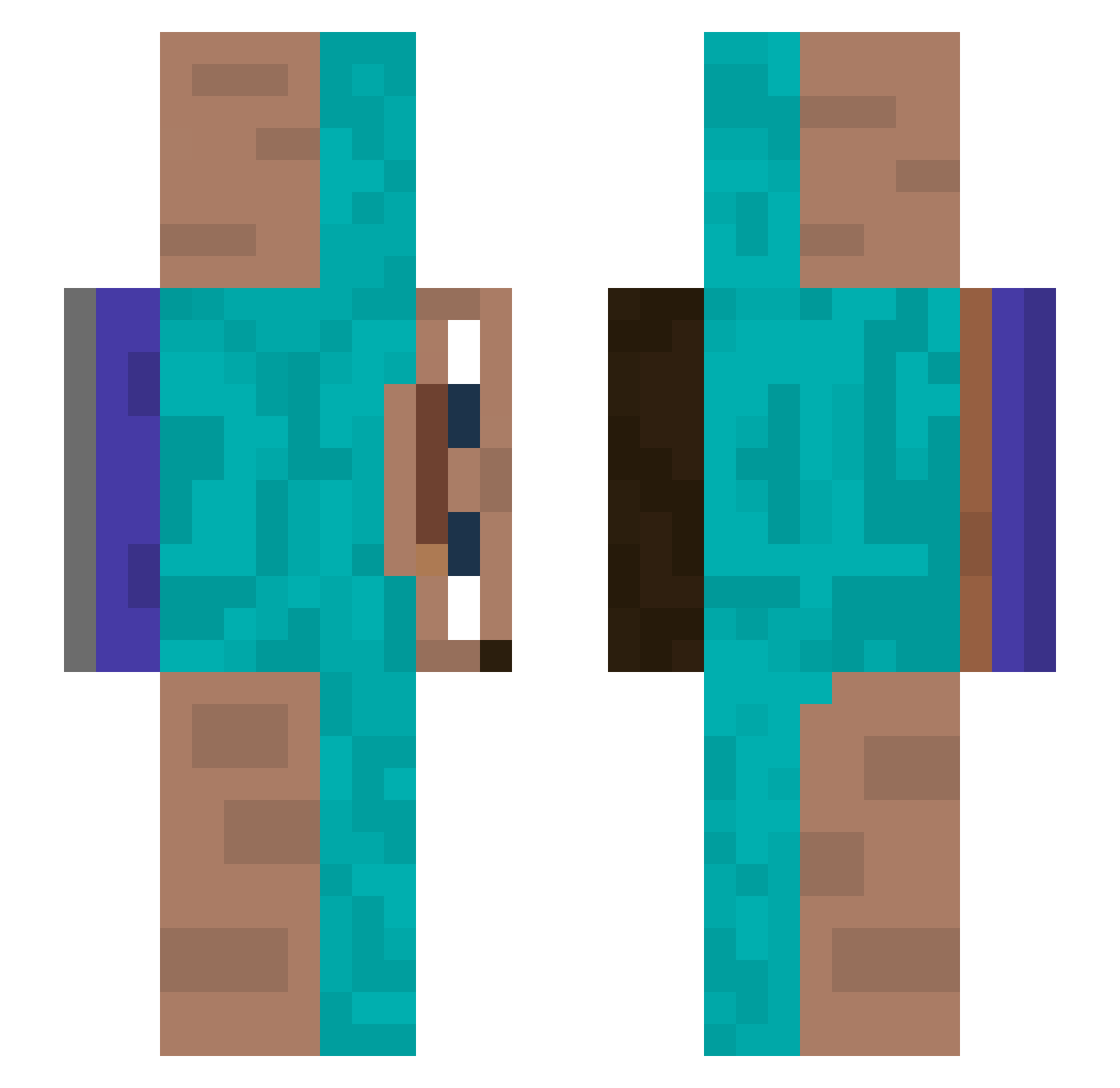 TheLatz Minecraft skin, front and back view