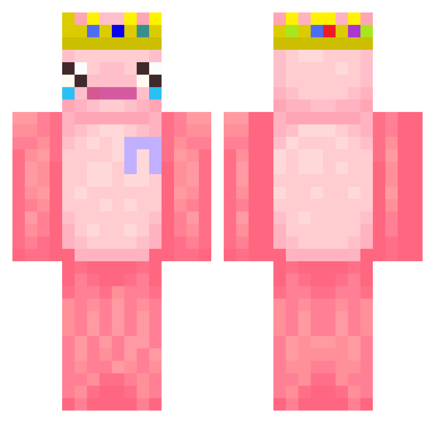 Plidget Minecraft skin, front and back view