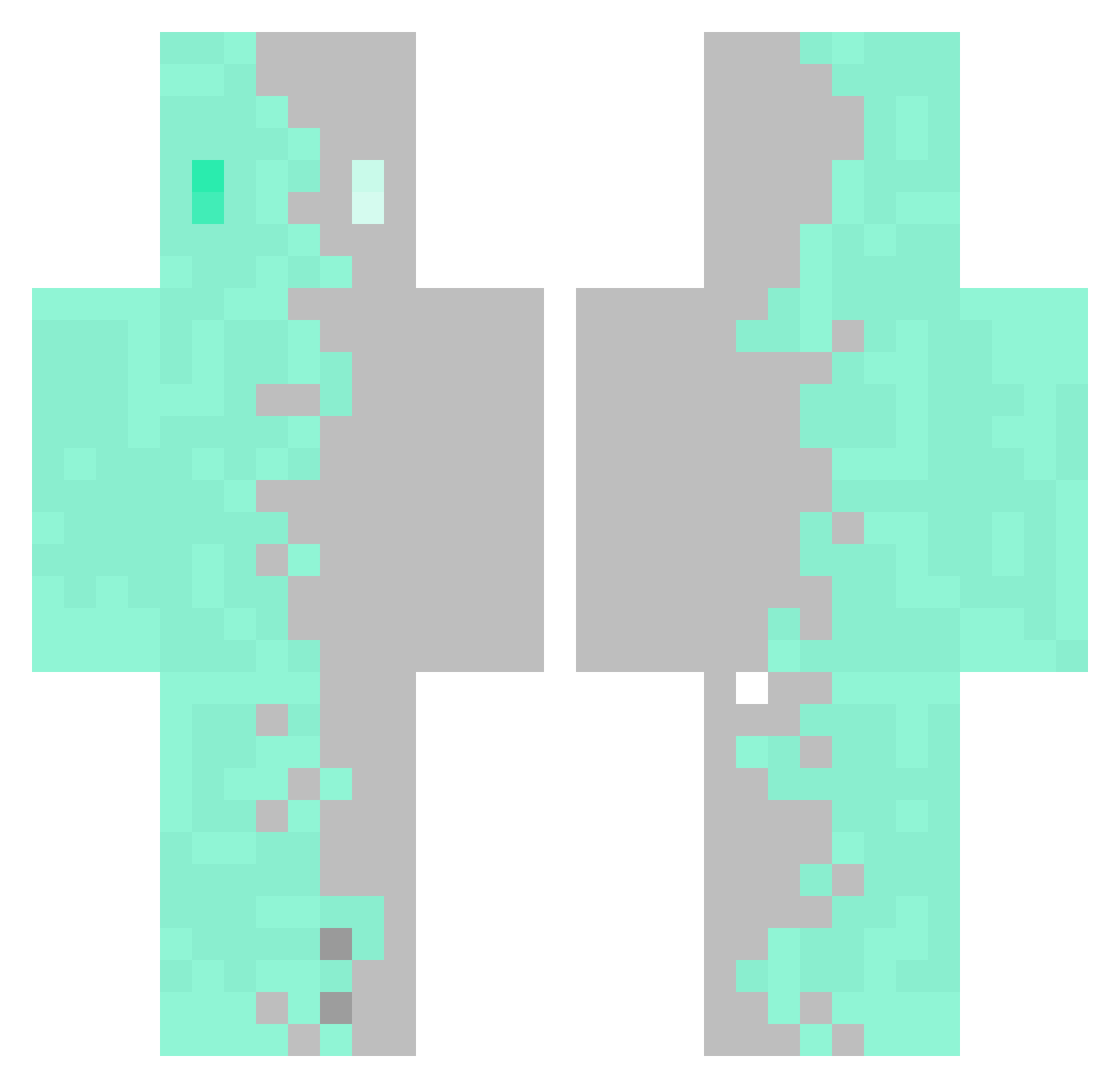 Rrbc Minecraft skin, front and back view