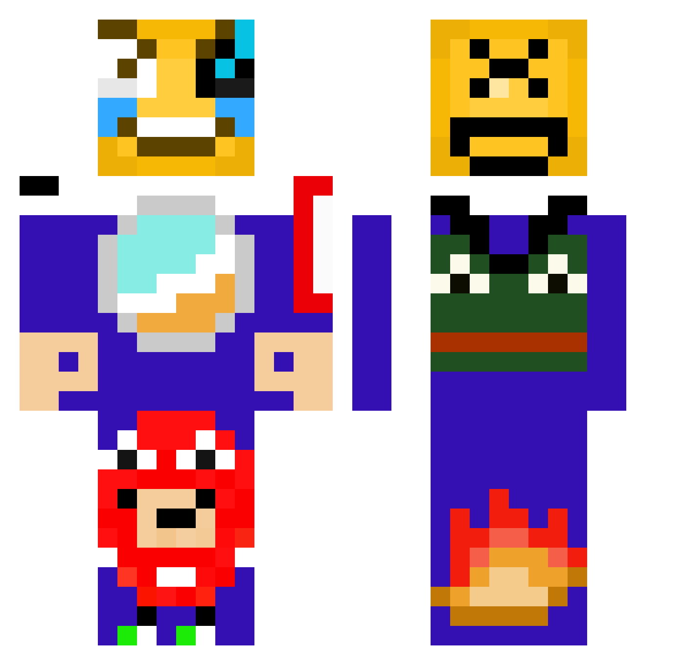Subdie Minecraft skin, front and back view