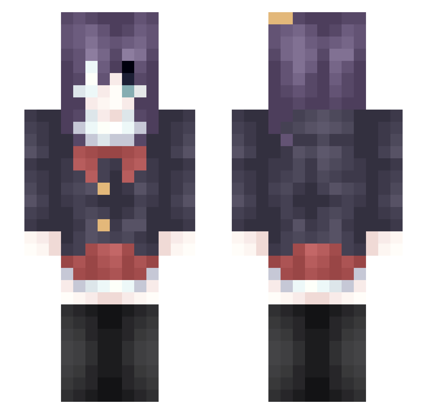 qjzxsjw Minecraft skin, front and back view