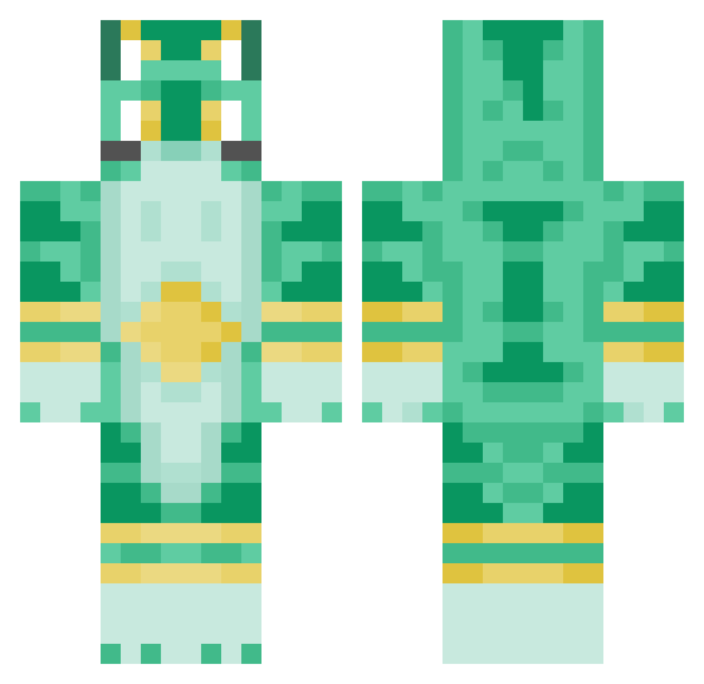 Jancefather Minecraft skin, front and back view