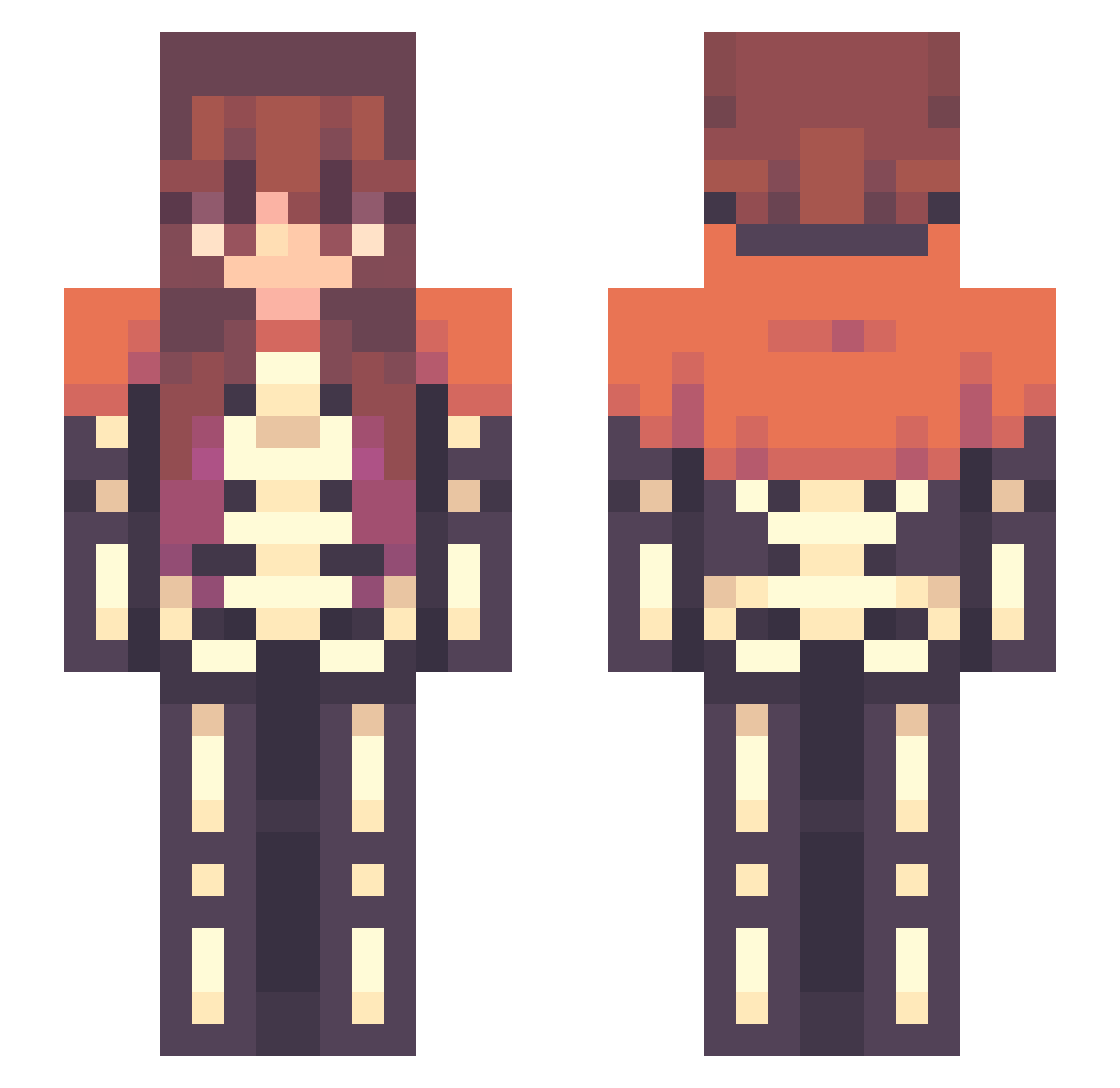 JazzyPlaze Minecraft skin, front and back view