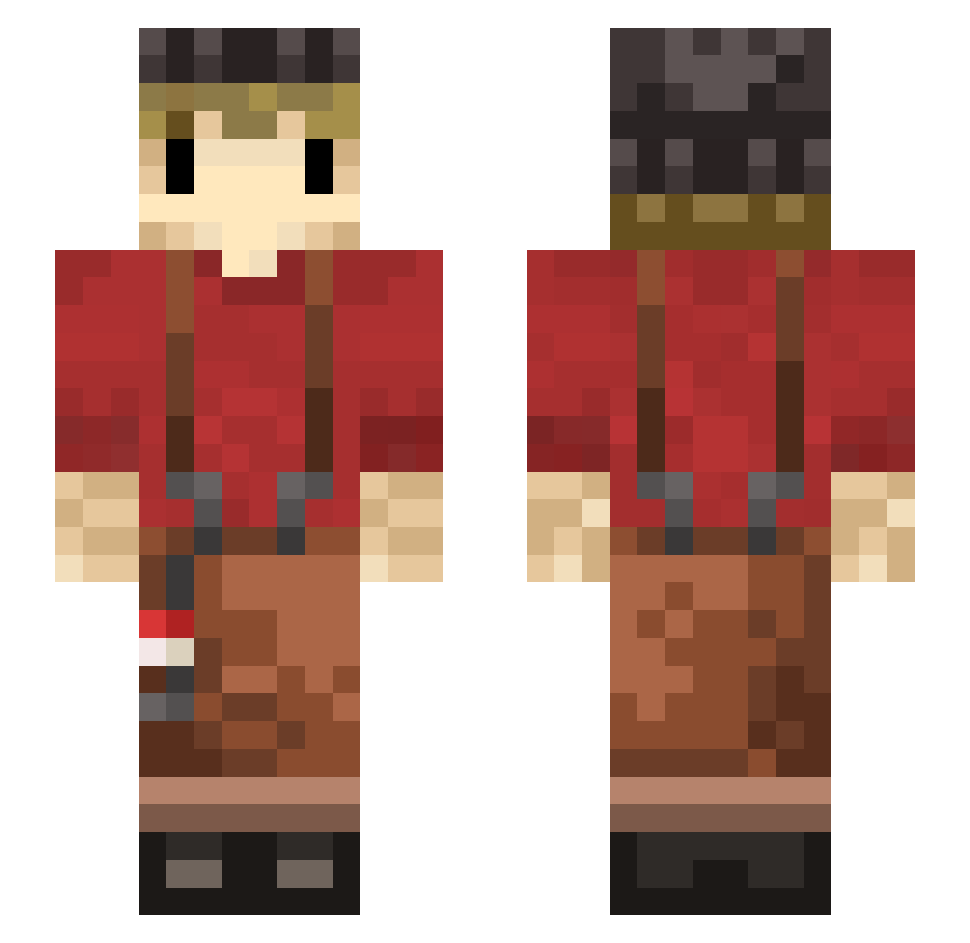 Fisken67 Minecraft skin, front and back view