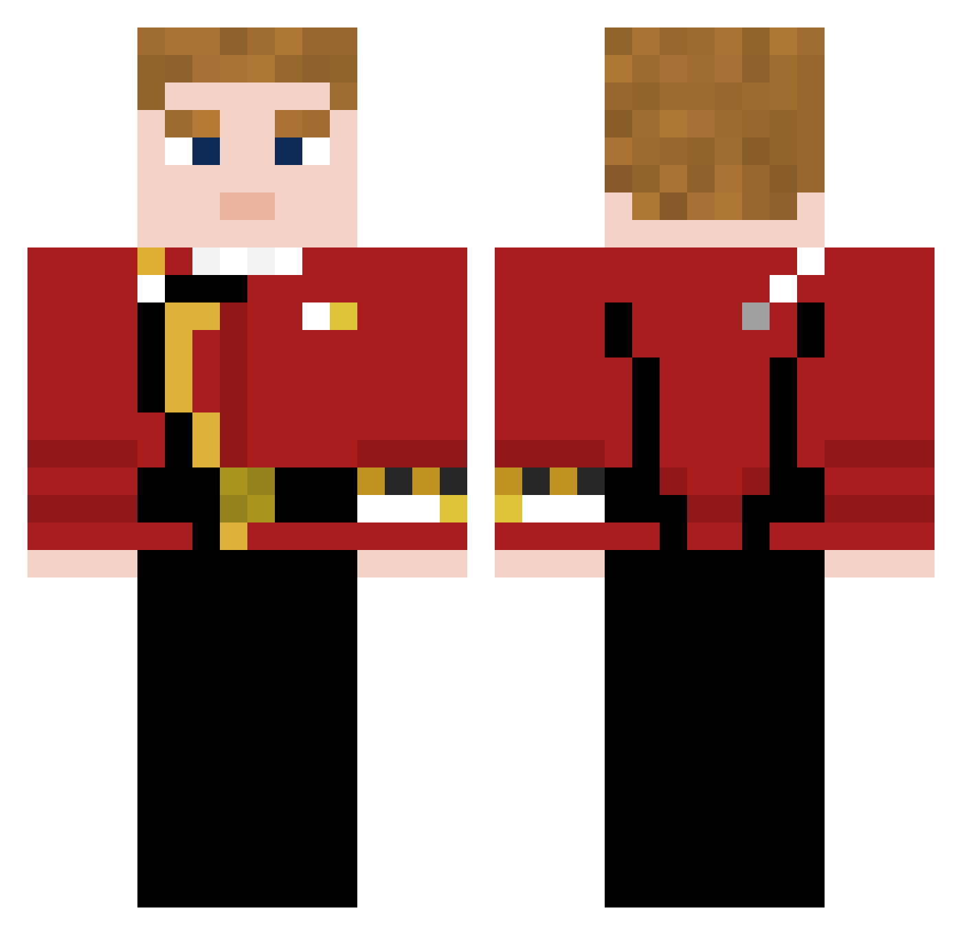CmdrNX Minecraft skin, front and back view
