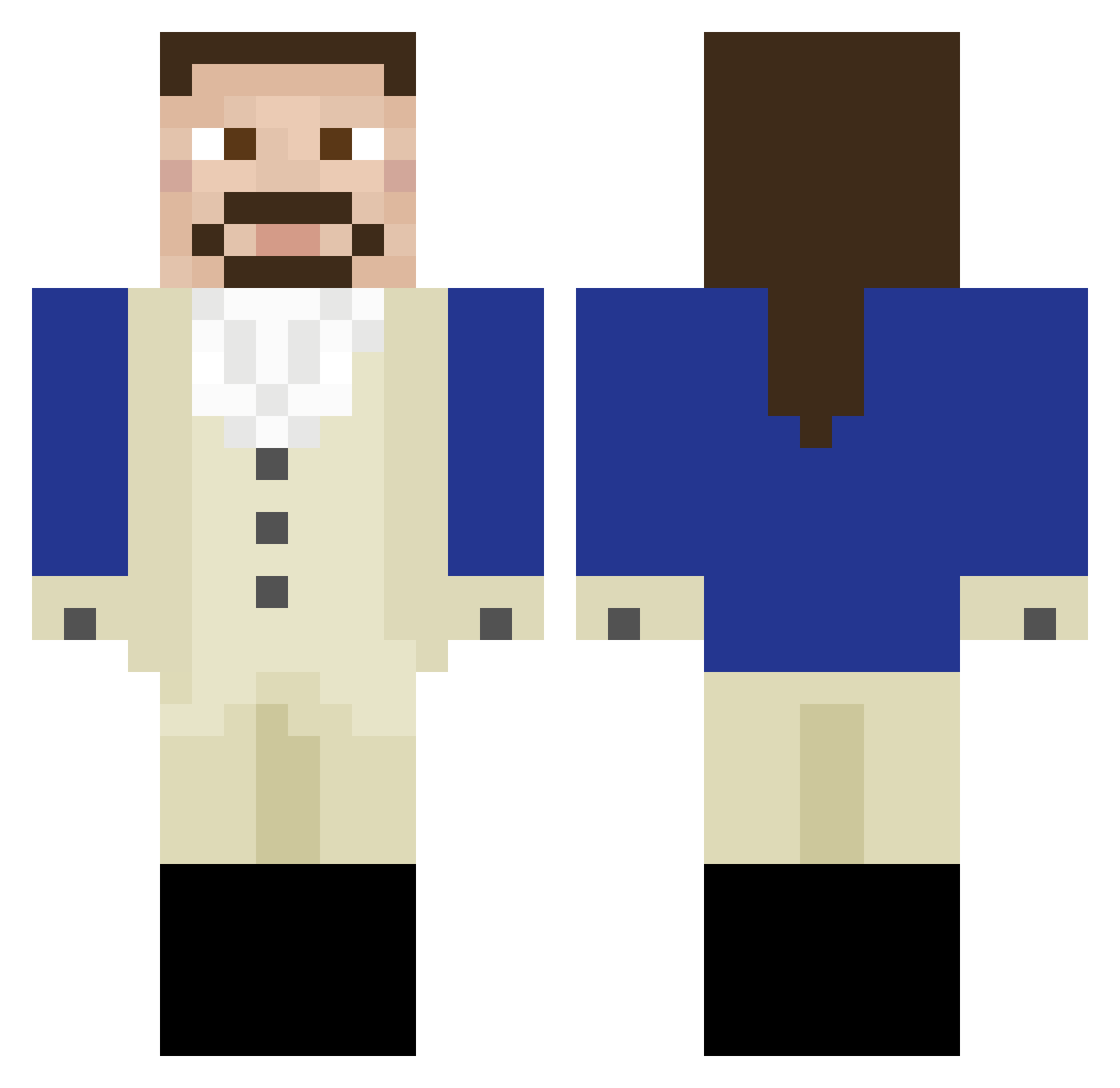 Spookay_Skeleton Minecraft skin, front and back view