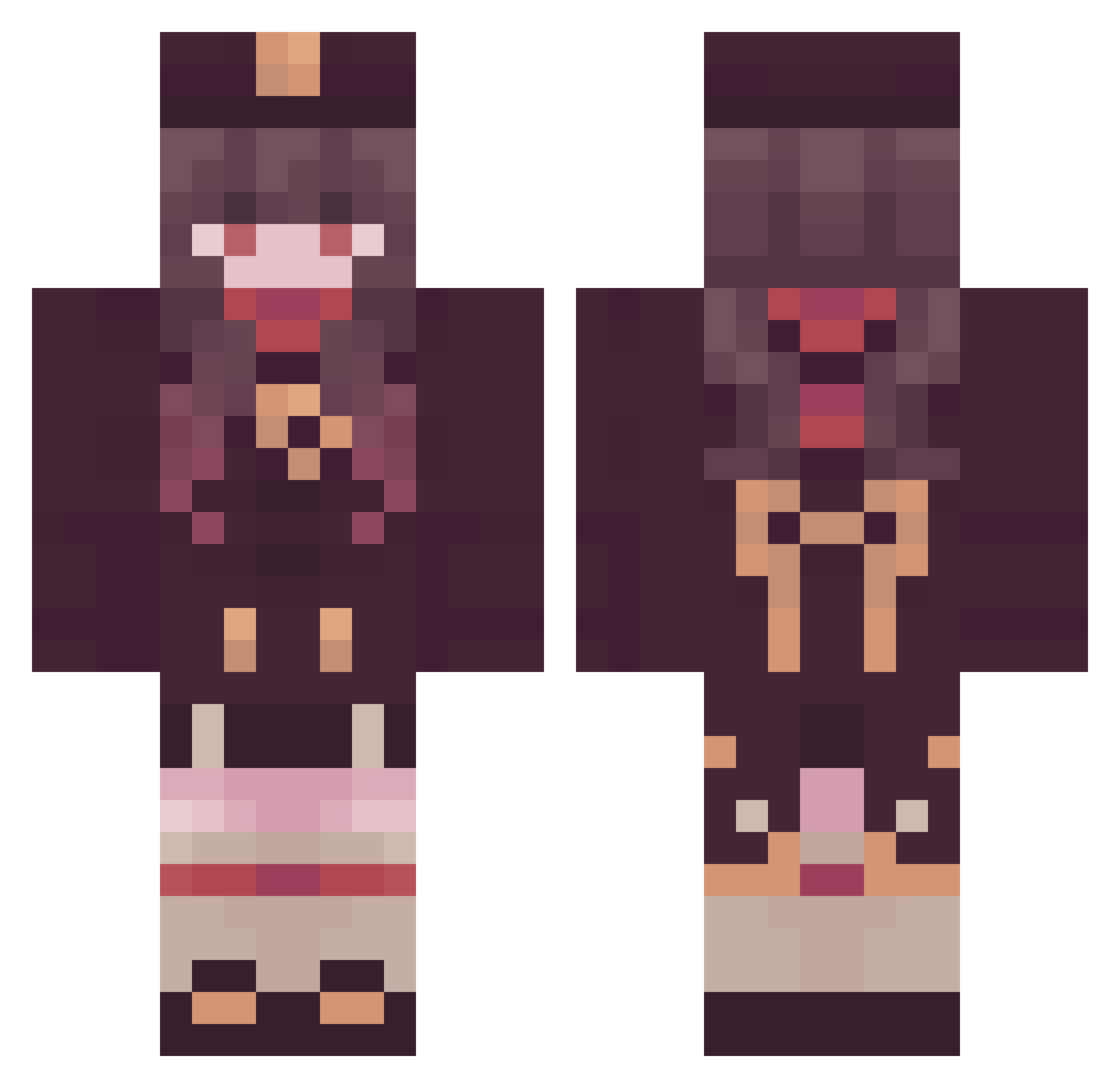 Exeller Minecraft skin, front and back view