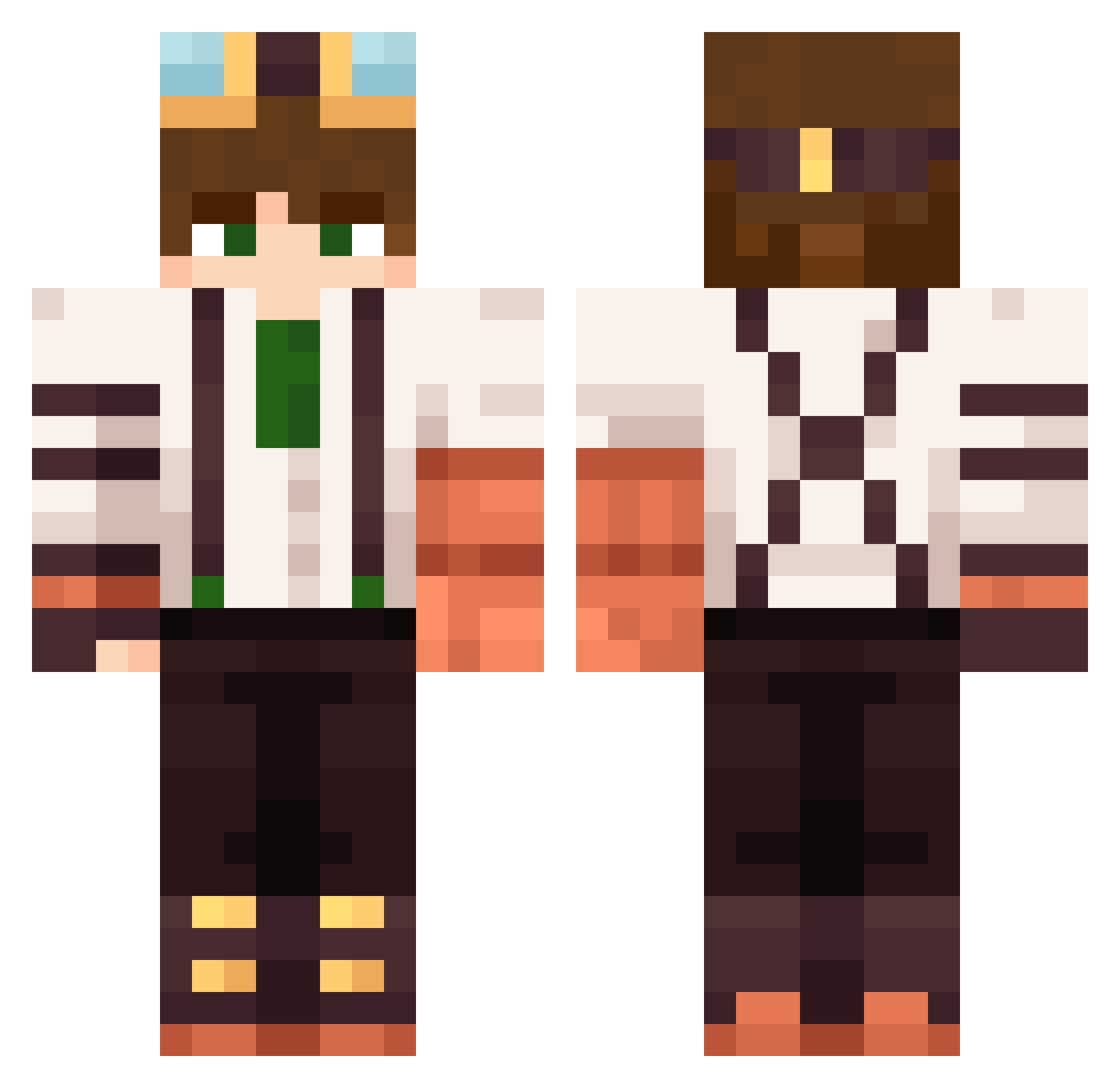 WalynEss Minecraft skin, front and back view