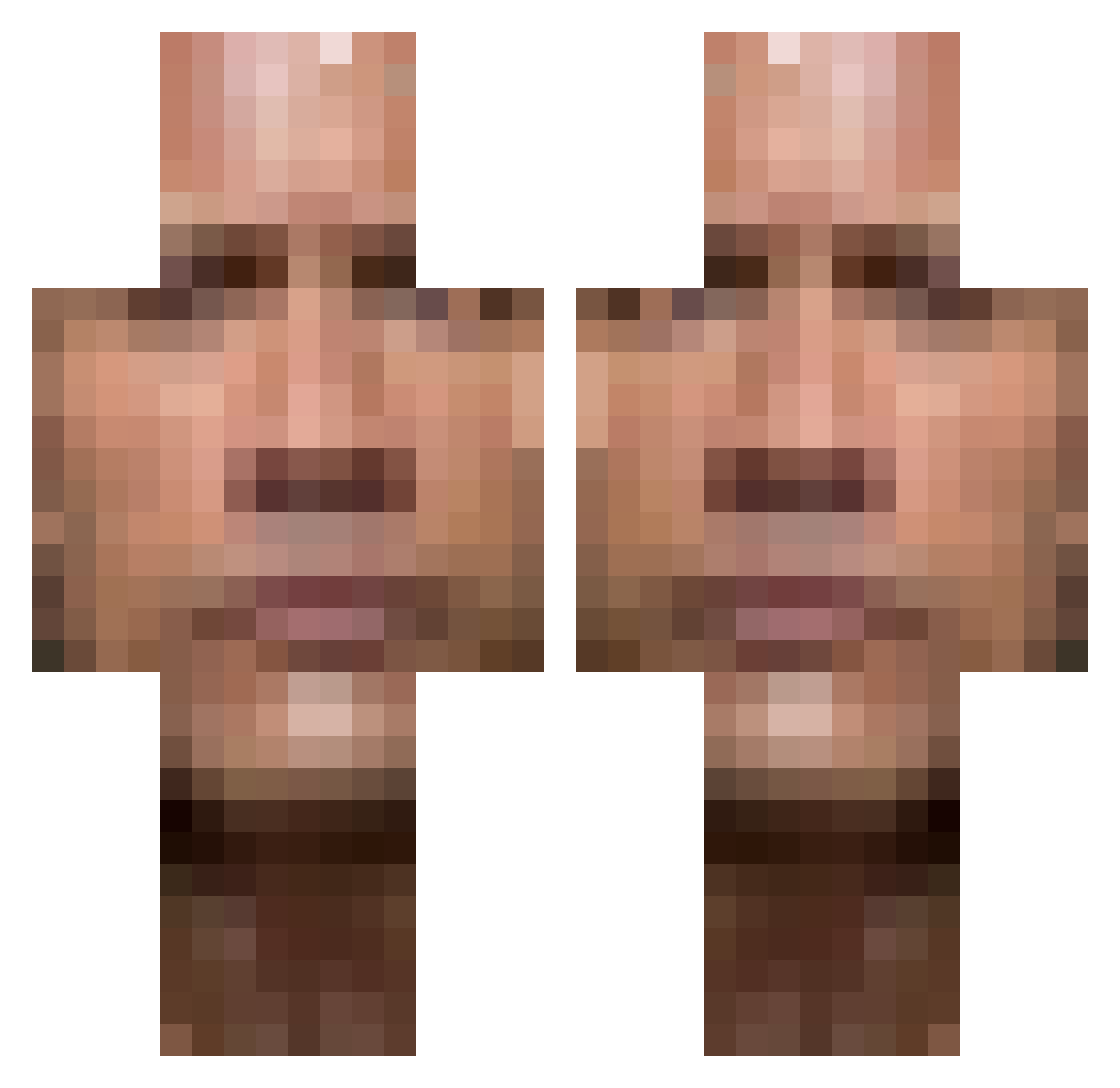 Militiaman Minecraft skin, front and back view