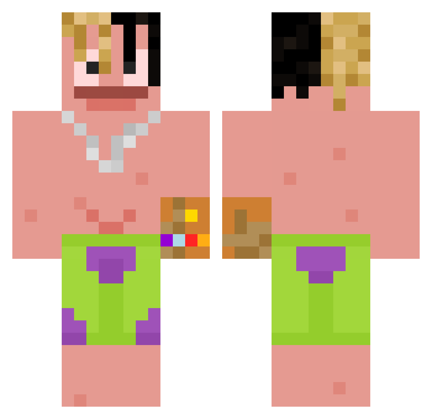 whitish Minecraft skin, front and back view