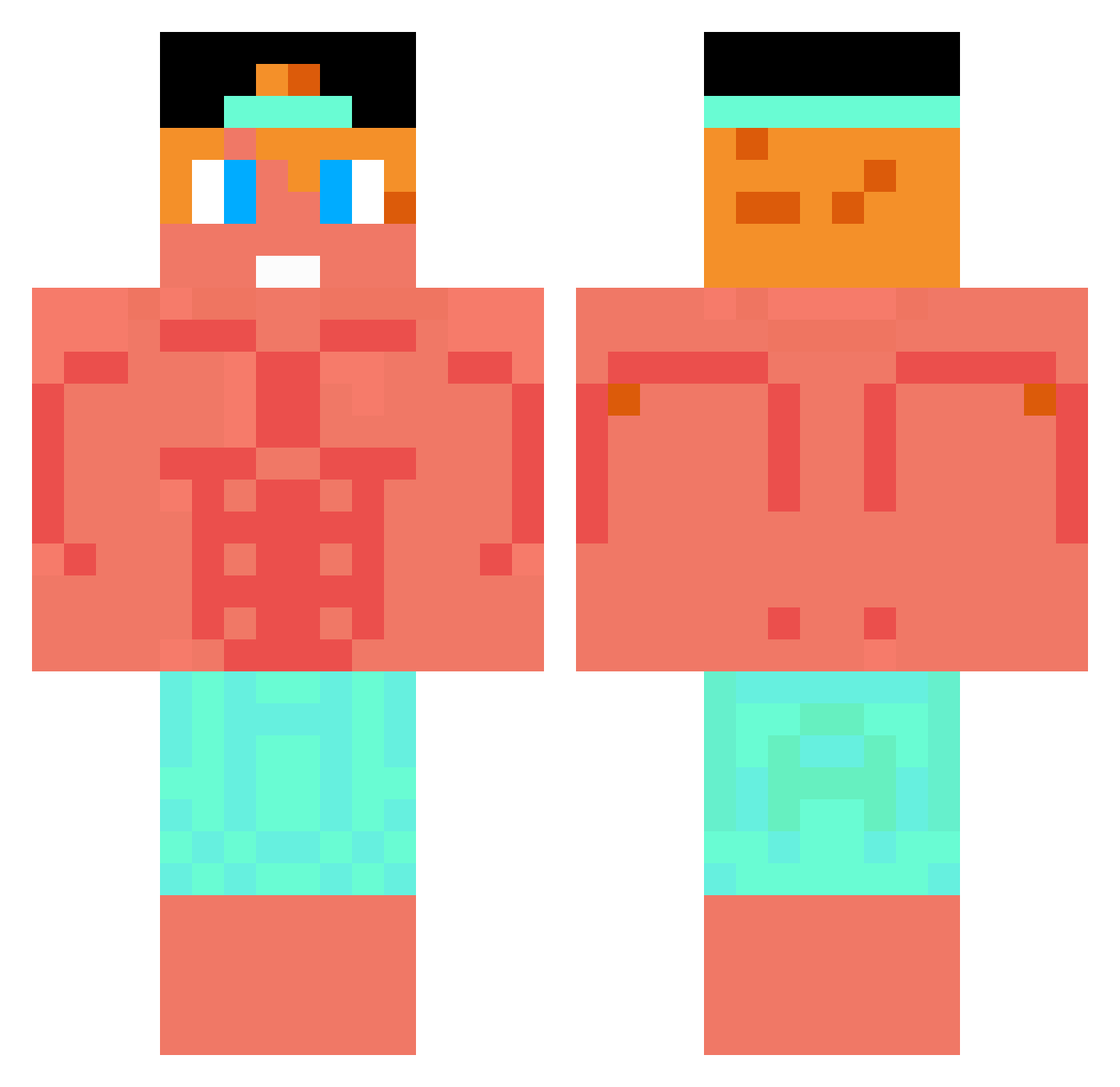 Tichoxy Minecraft skin, front and back view