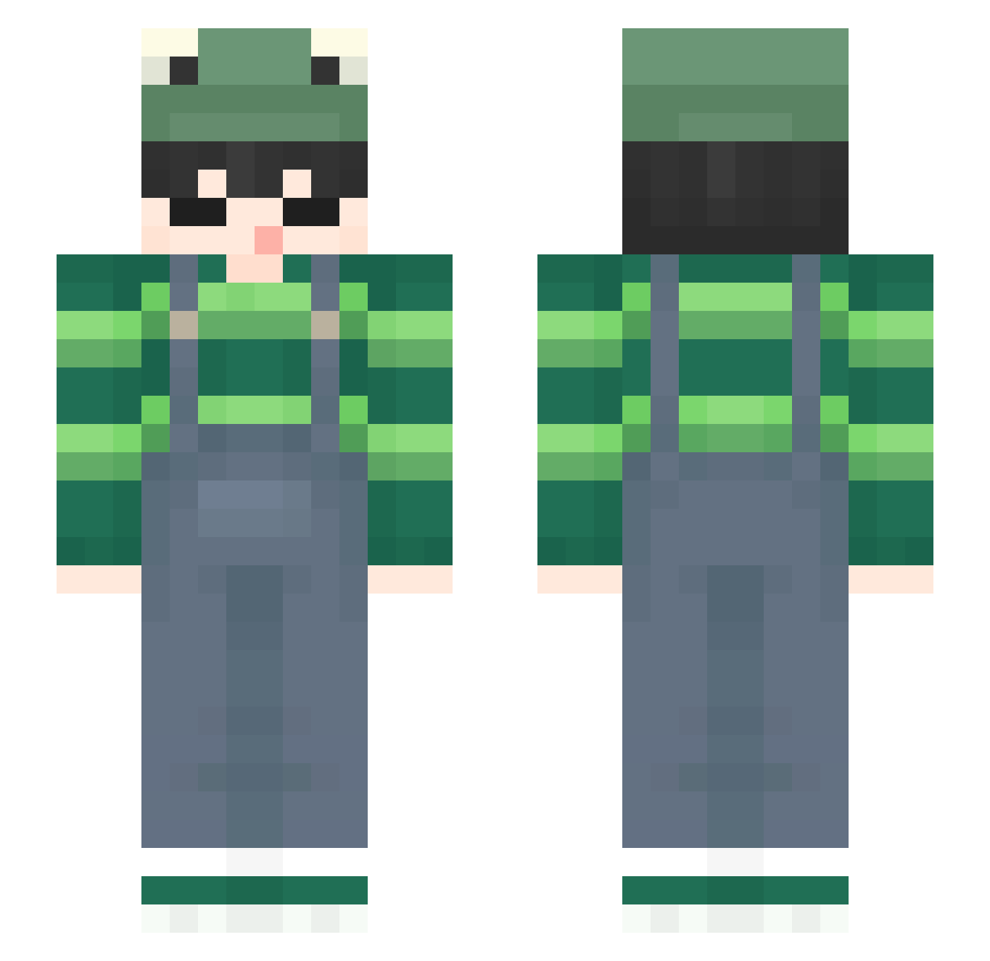 PrettyComfi Minecraft skin, front and back view