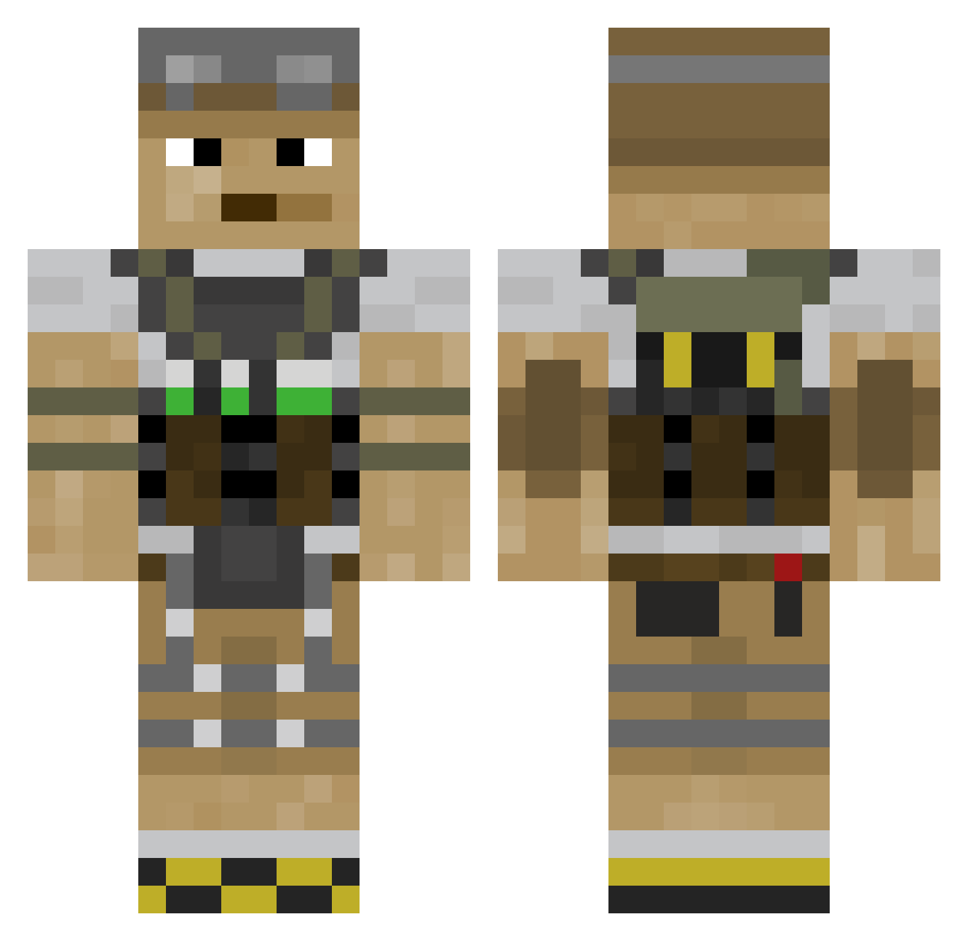 Kev_Geilo_PvP Minecraft skin, front and back view