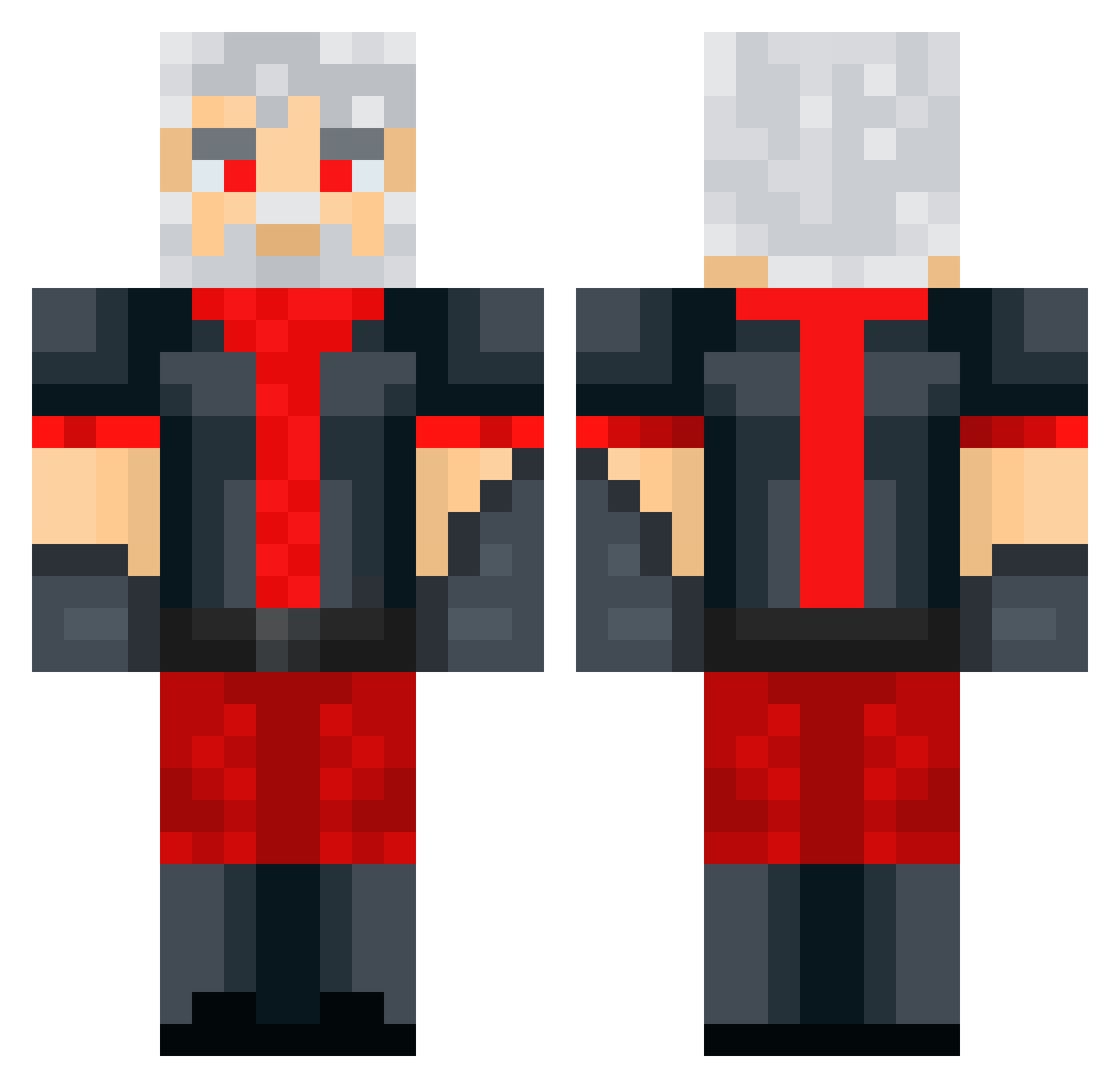 herobrine47526 Minecraft skin, front and back view
