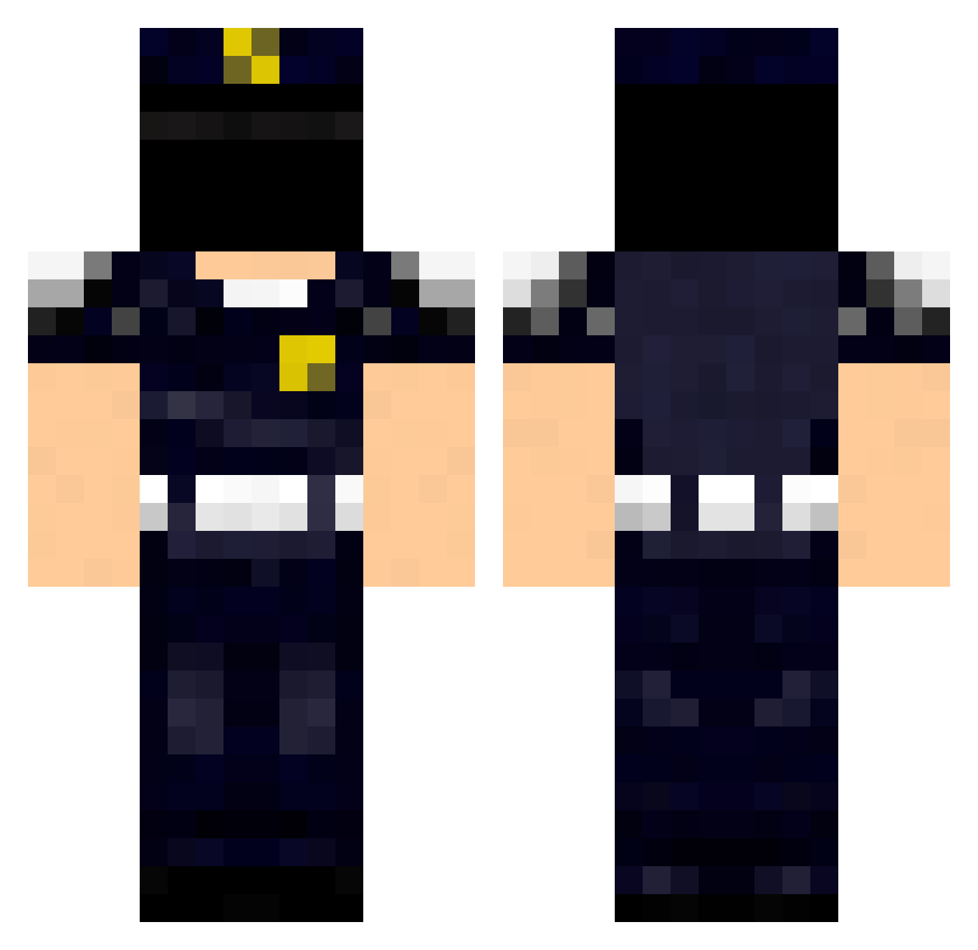 Measurements Minecraft skin, front and back view