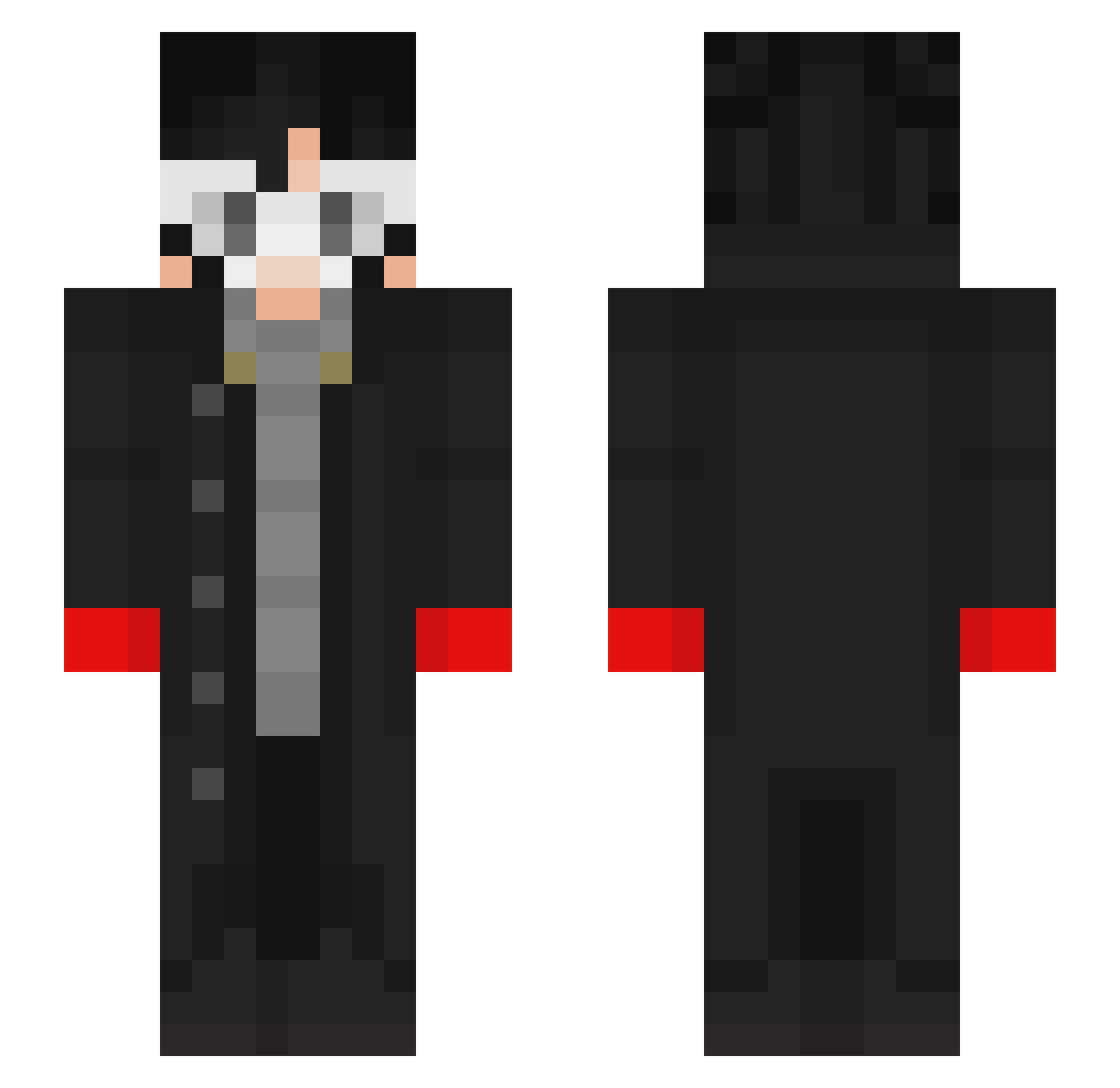 Holermus Minecraft skin, front and back view