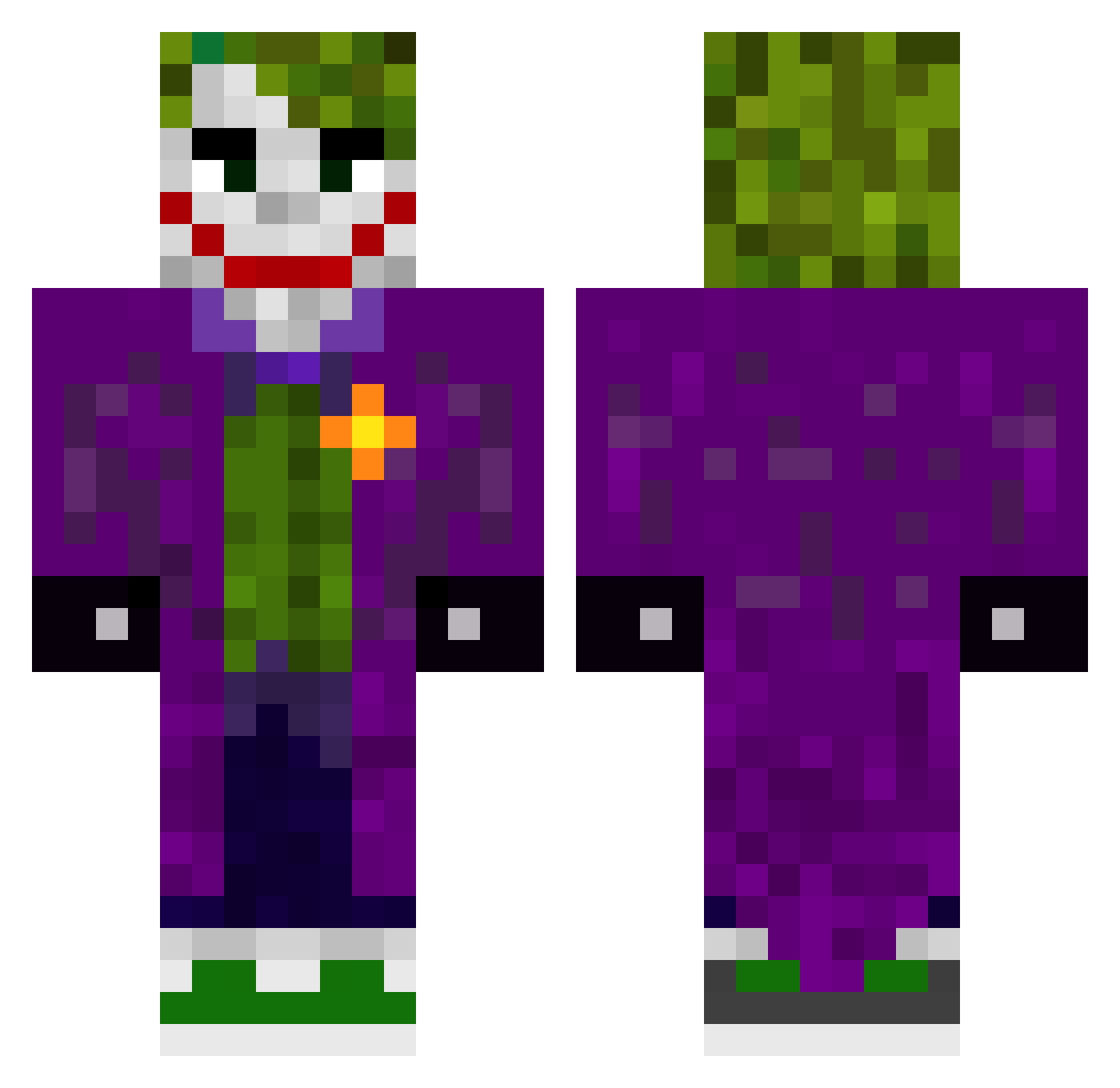 V1P_J0K3R Minecraft skin, front and back view