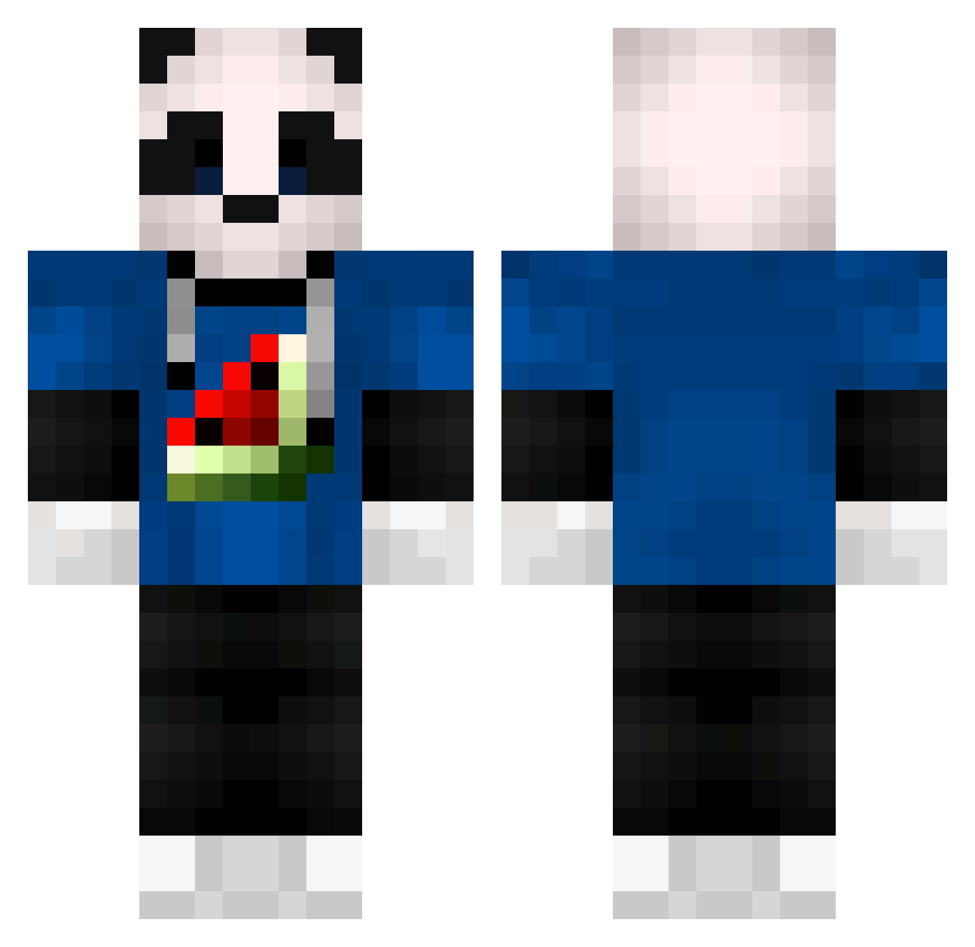 amSnusen Minecraft skin, front and back view
