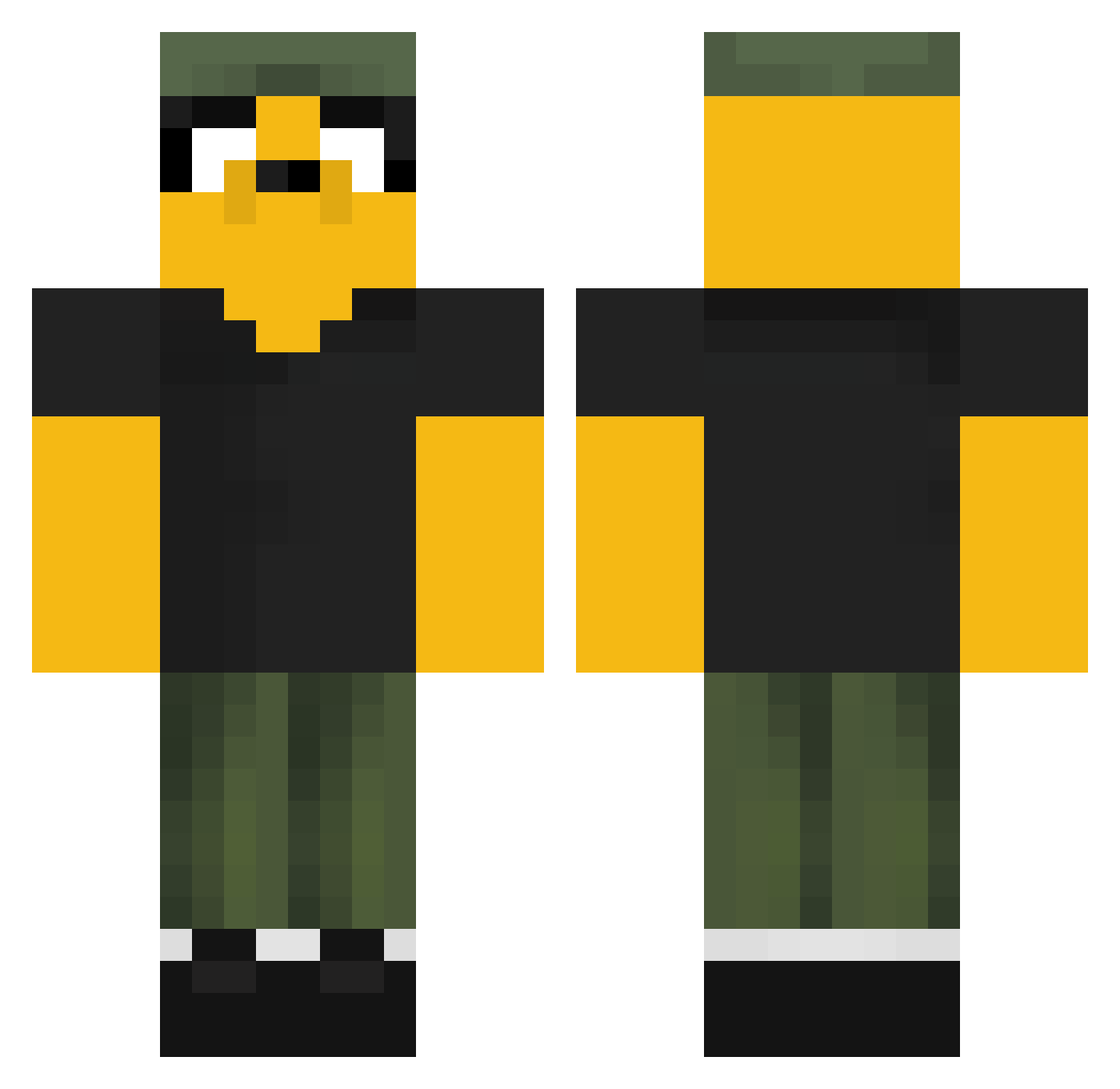 ClassicRocket45 Minecraft skin, front and back view