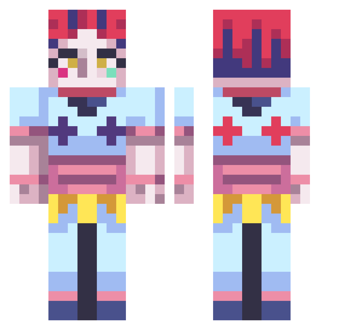 Mimers Minecraft skin, front and back view