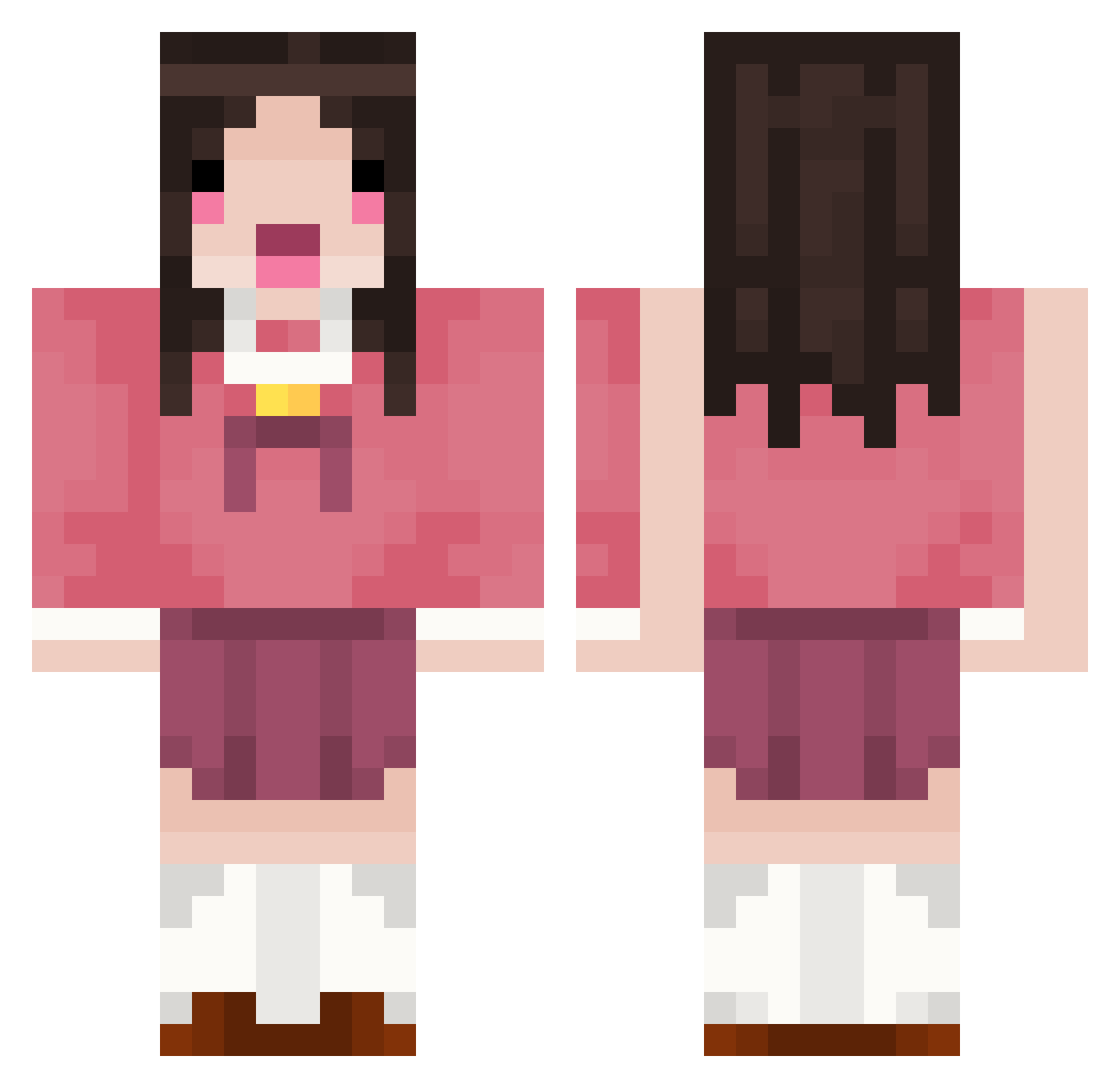 theweisa Minecraft skin, front and back view