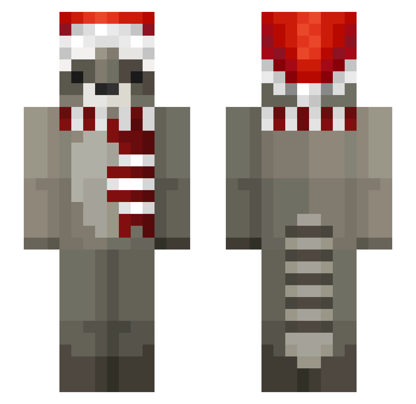 v0rt3z Minecraft skin, front and back view
