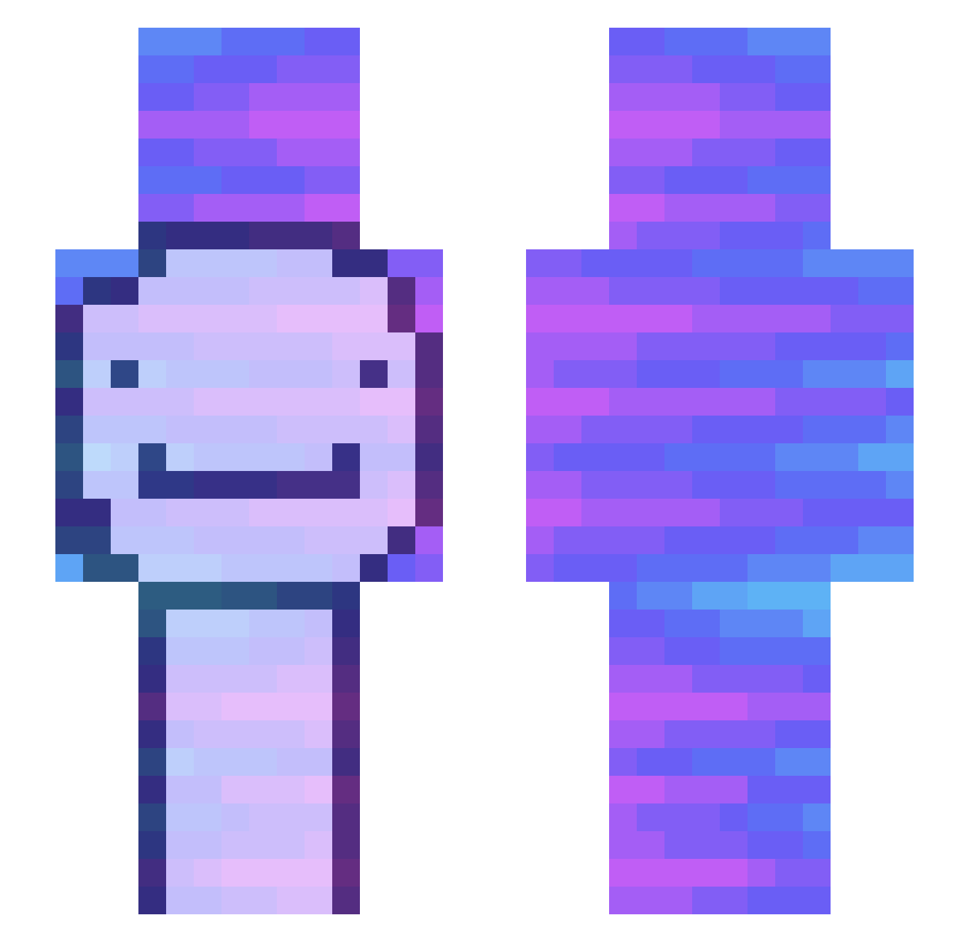 Warped_o Minecraft skin, front and back view