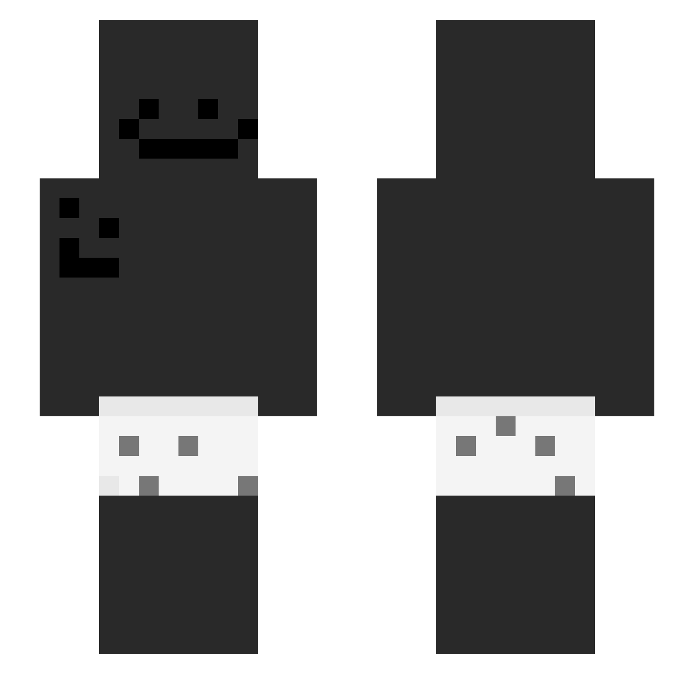 poopshuttle Minecraft skin, front and back view