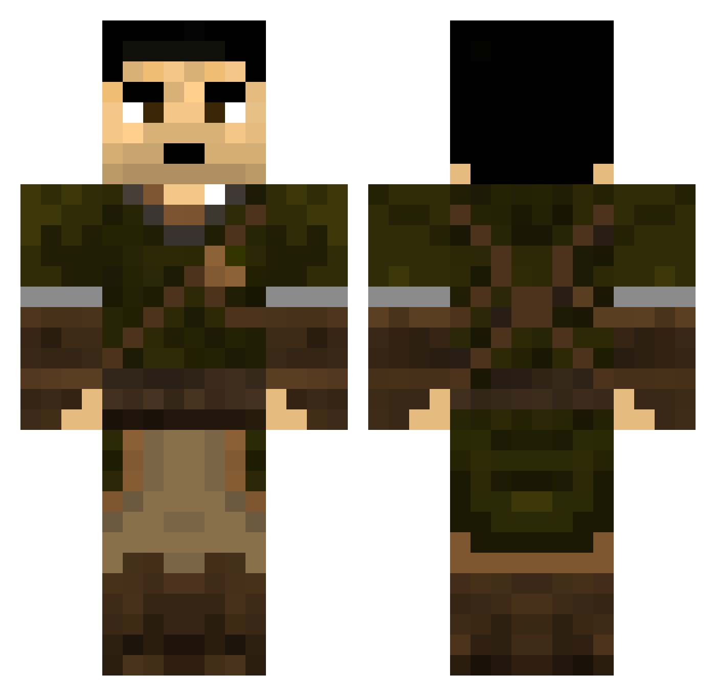 Pyrone Minecraft skin, front and back view