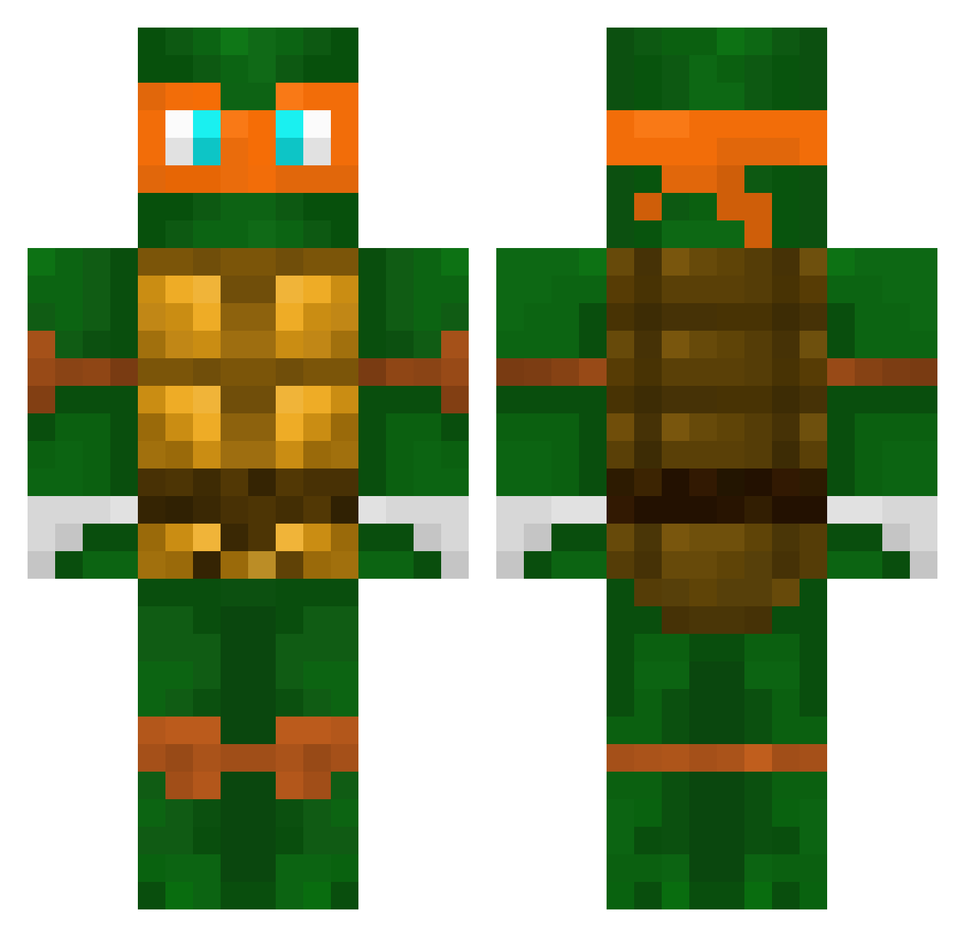 rajbrown Minecraft skin, front and back view