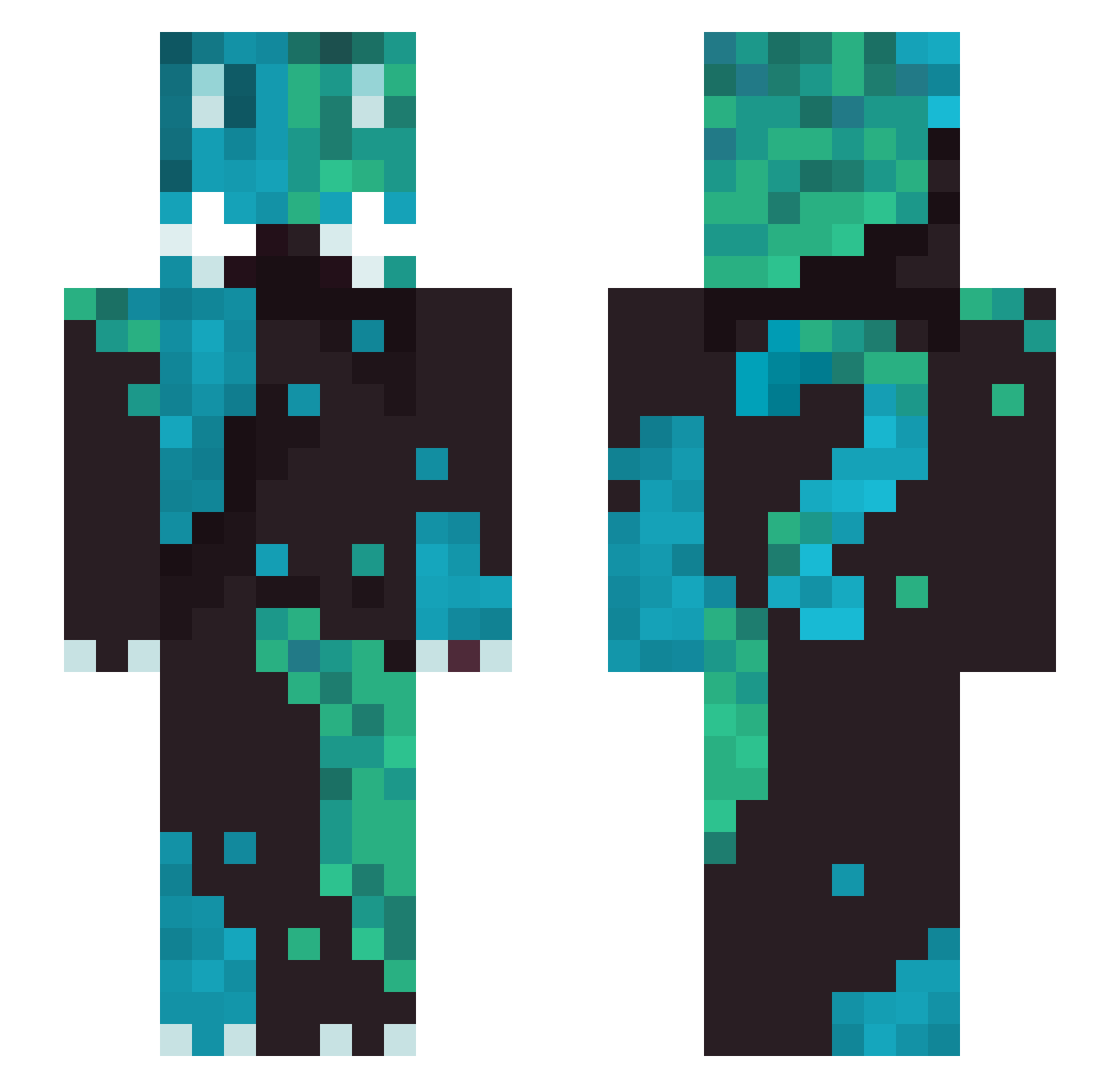 AstroFurr Minecraft skin, front and back view