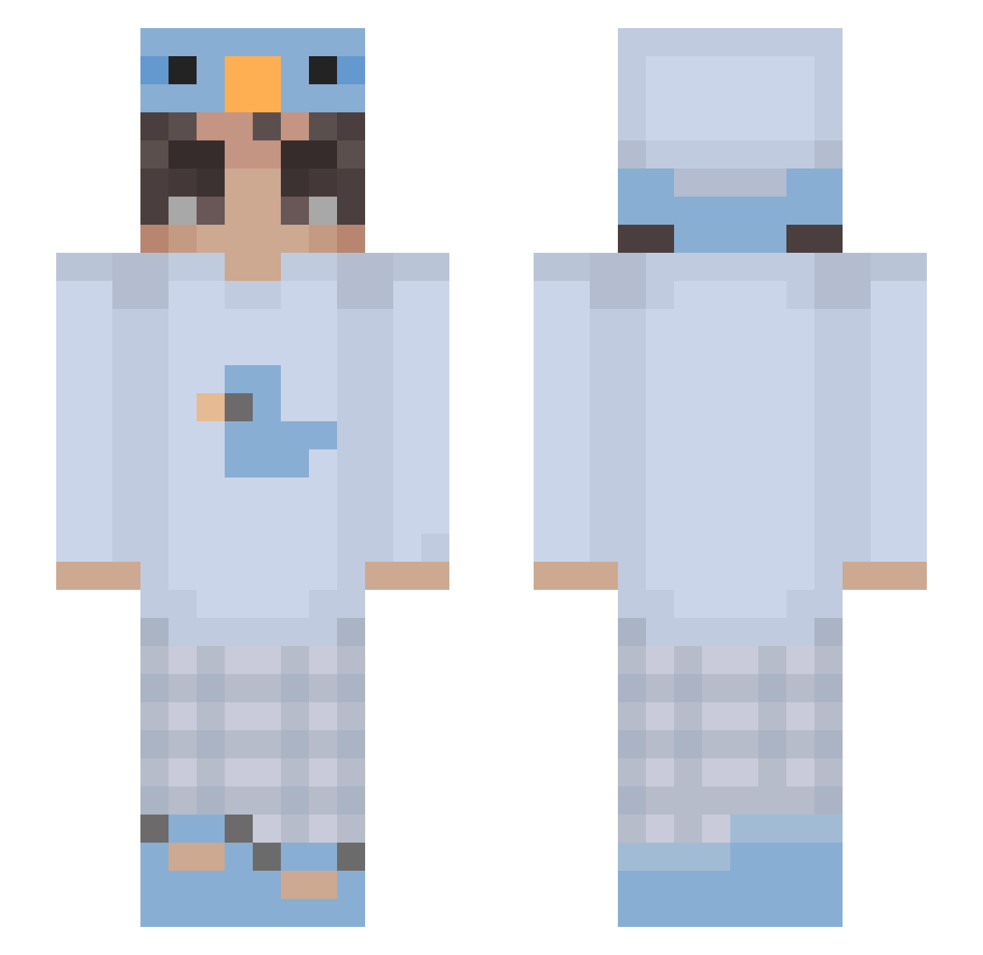 SadSinger Minecraft skin, front and back view