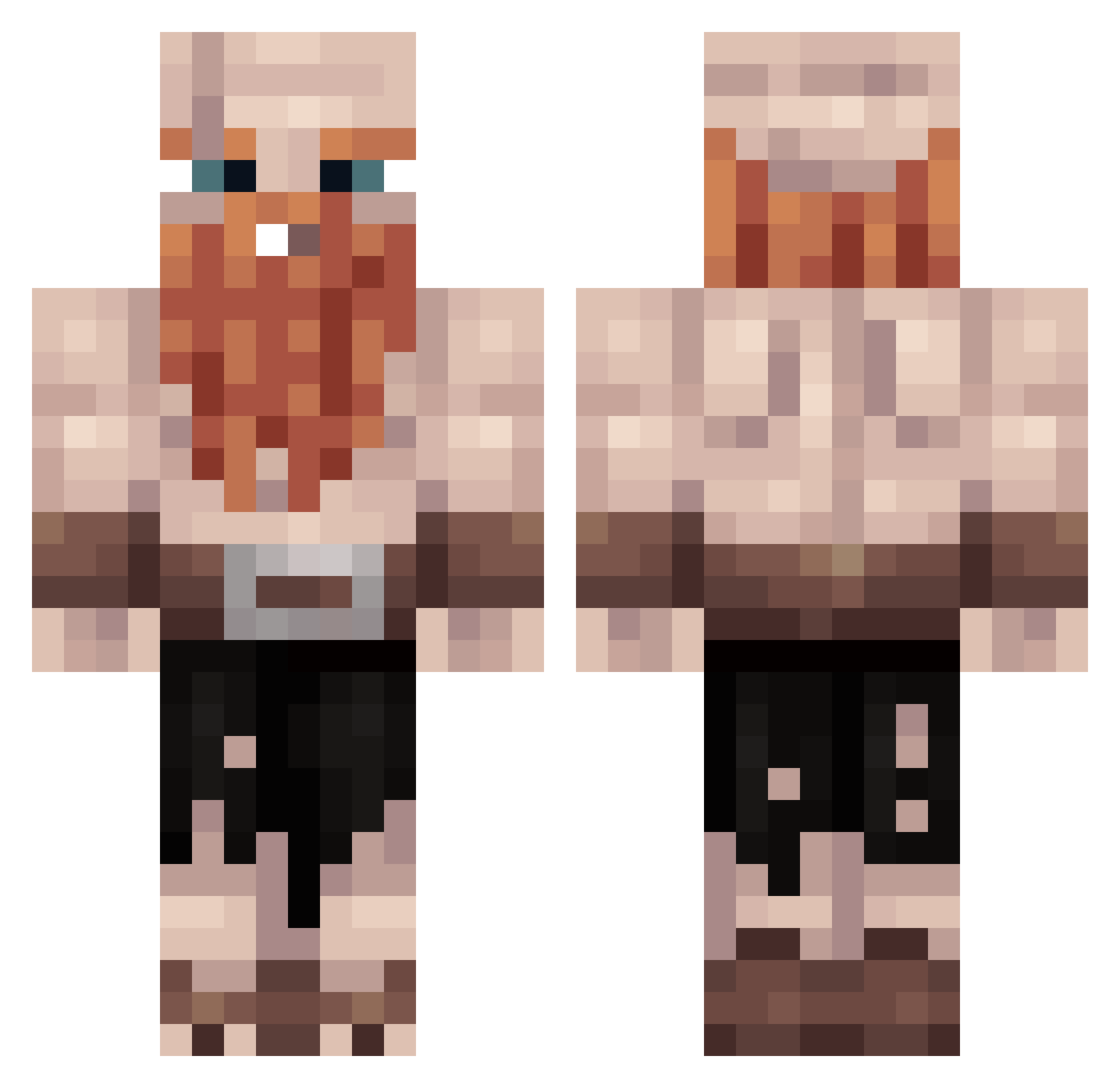 Customizing Minecraft skin, front and back view
