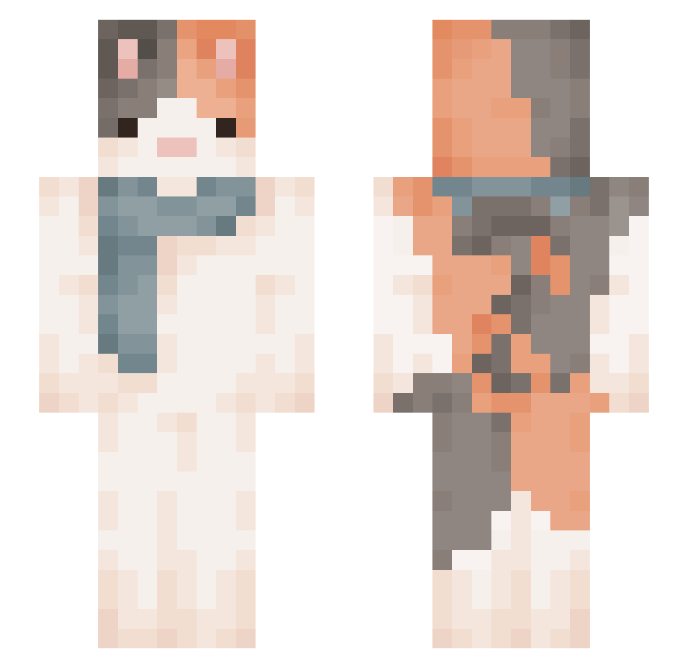 Primness Minecraft skin, front and back view