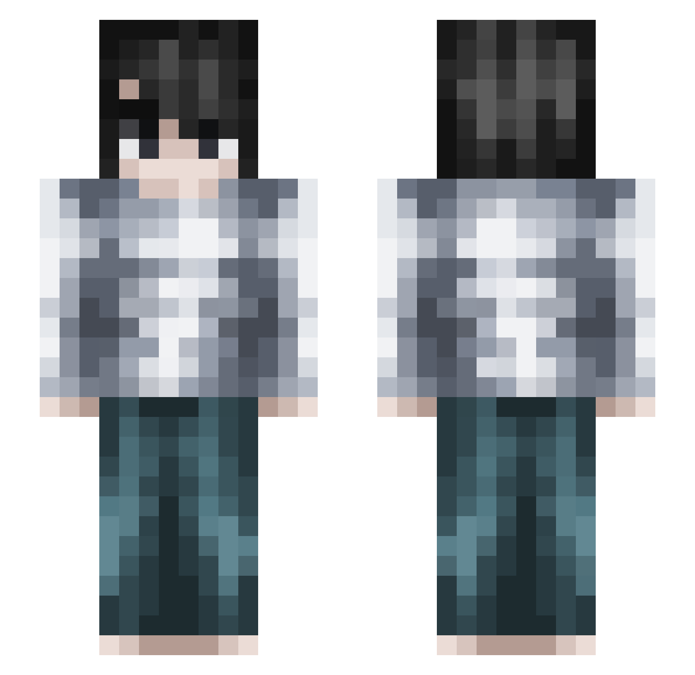 RedLess Minecraft skin, front and back view