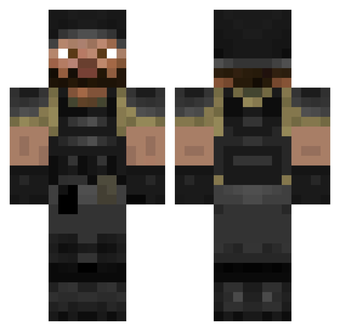 Grapfengsicht Minecraft skin, front and back view