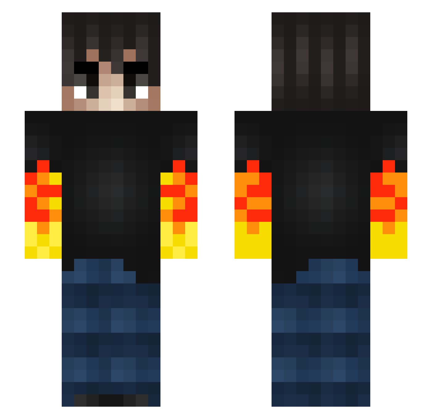 Crusen08YT Minecraft skin, front and back view