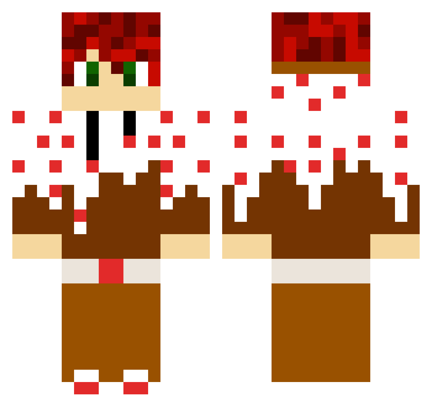 RedVelvetCake Minecraft skin, front and back view